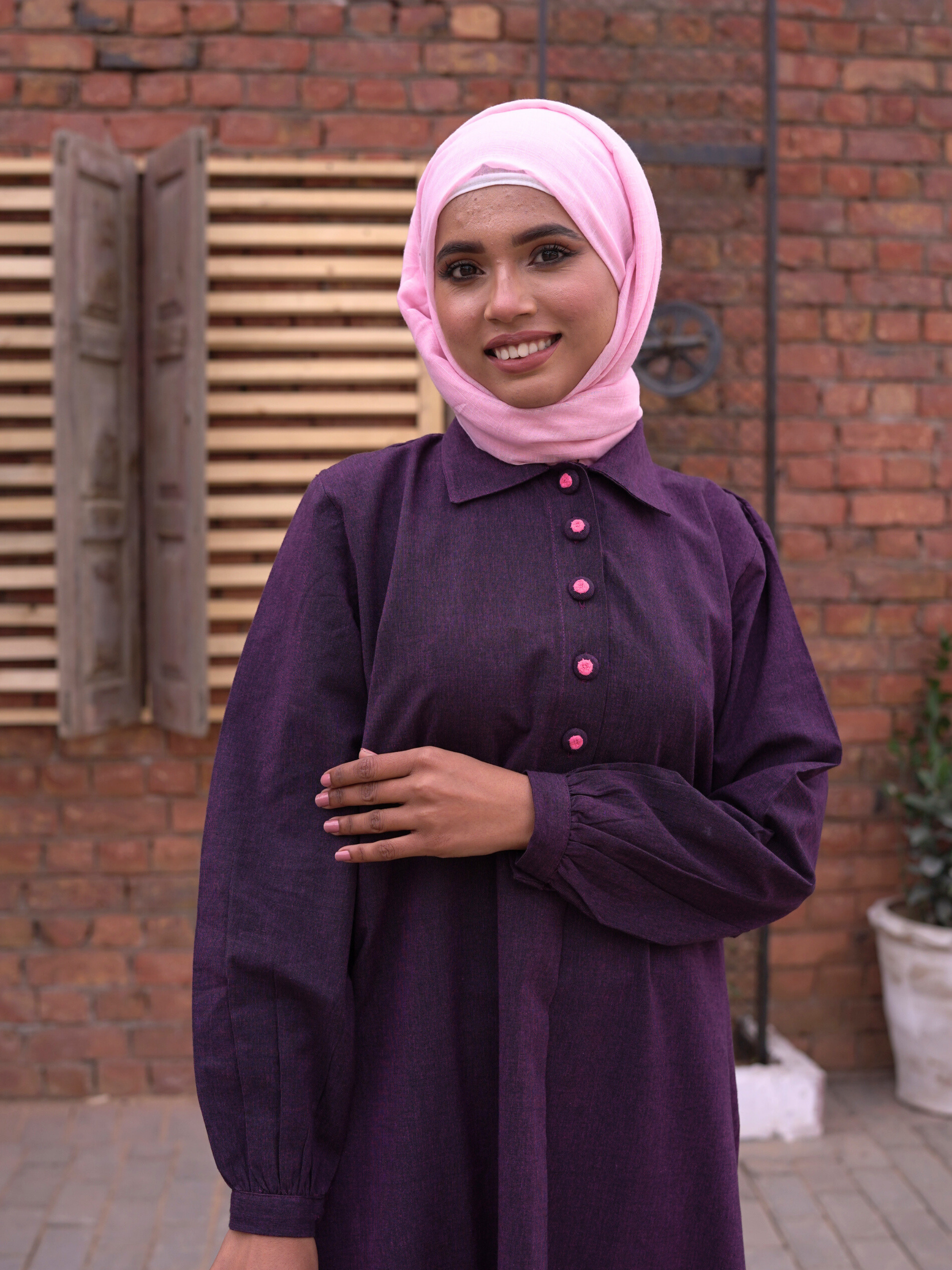 Button-up Maxi Dress - Purple