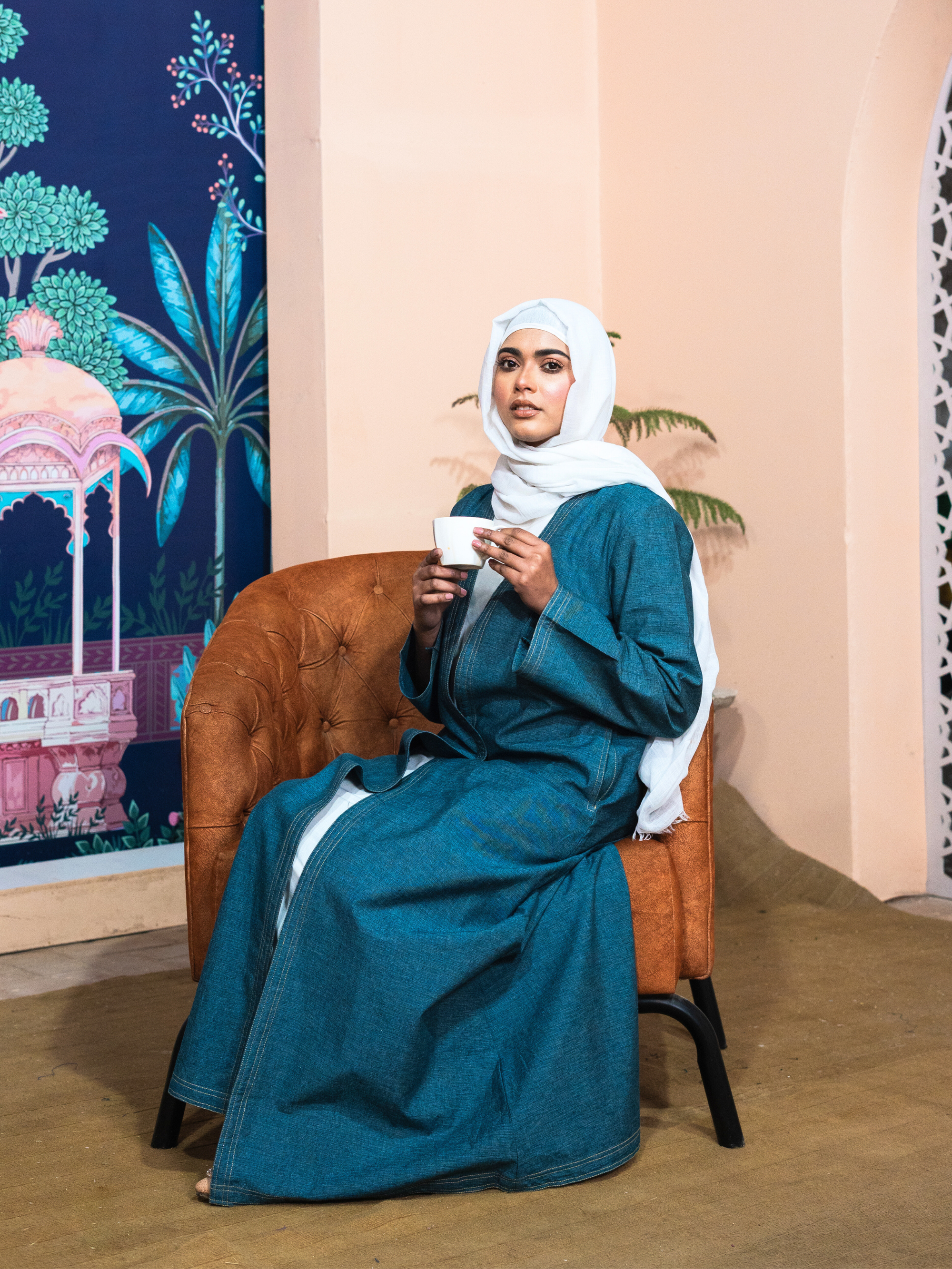 Open Denim Abaya – Teal