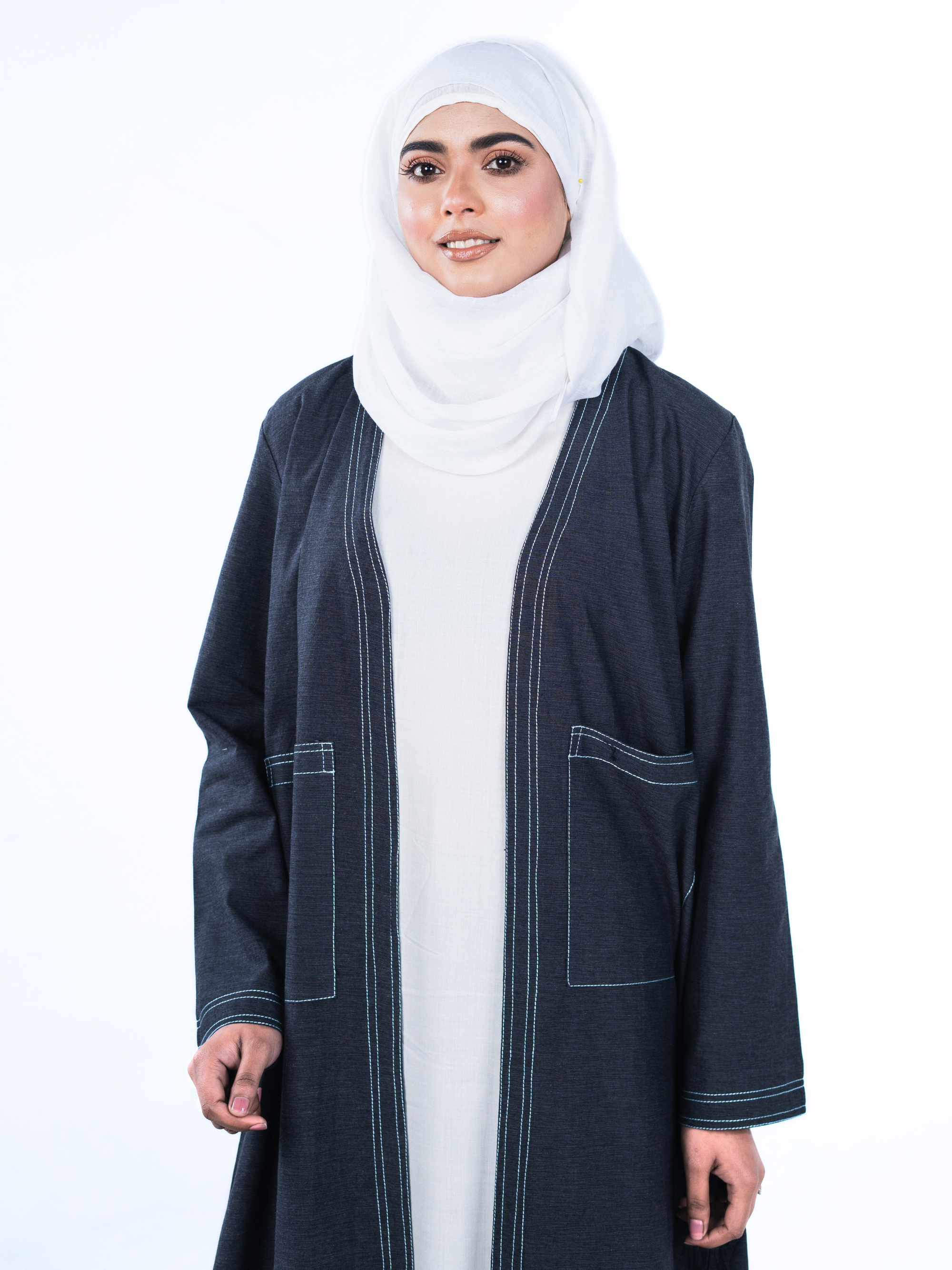 Open Denim Abaya – Coal