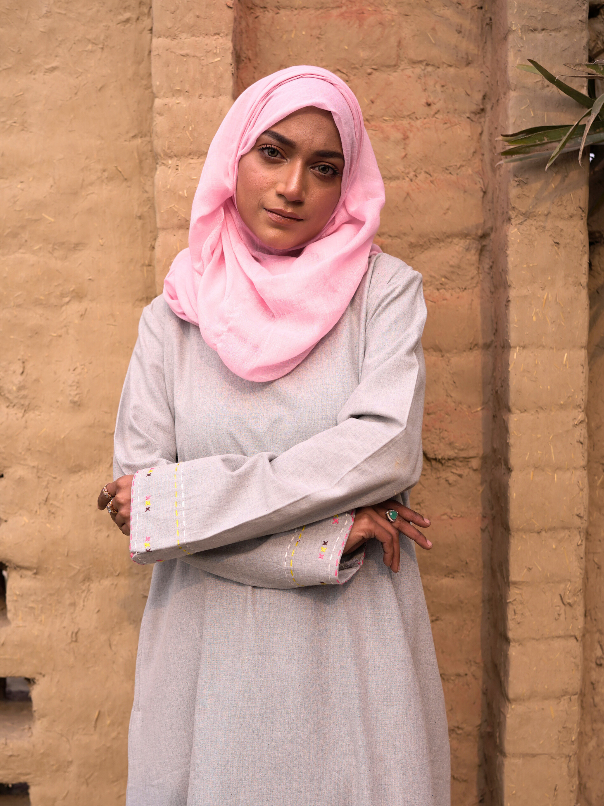 Heritage Cotton Abaya - Silver