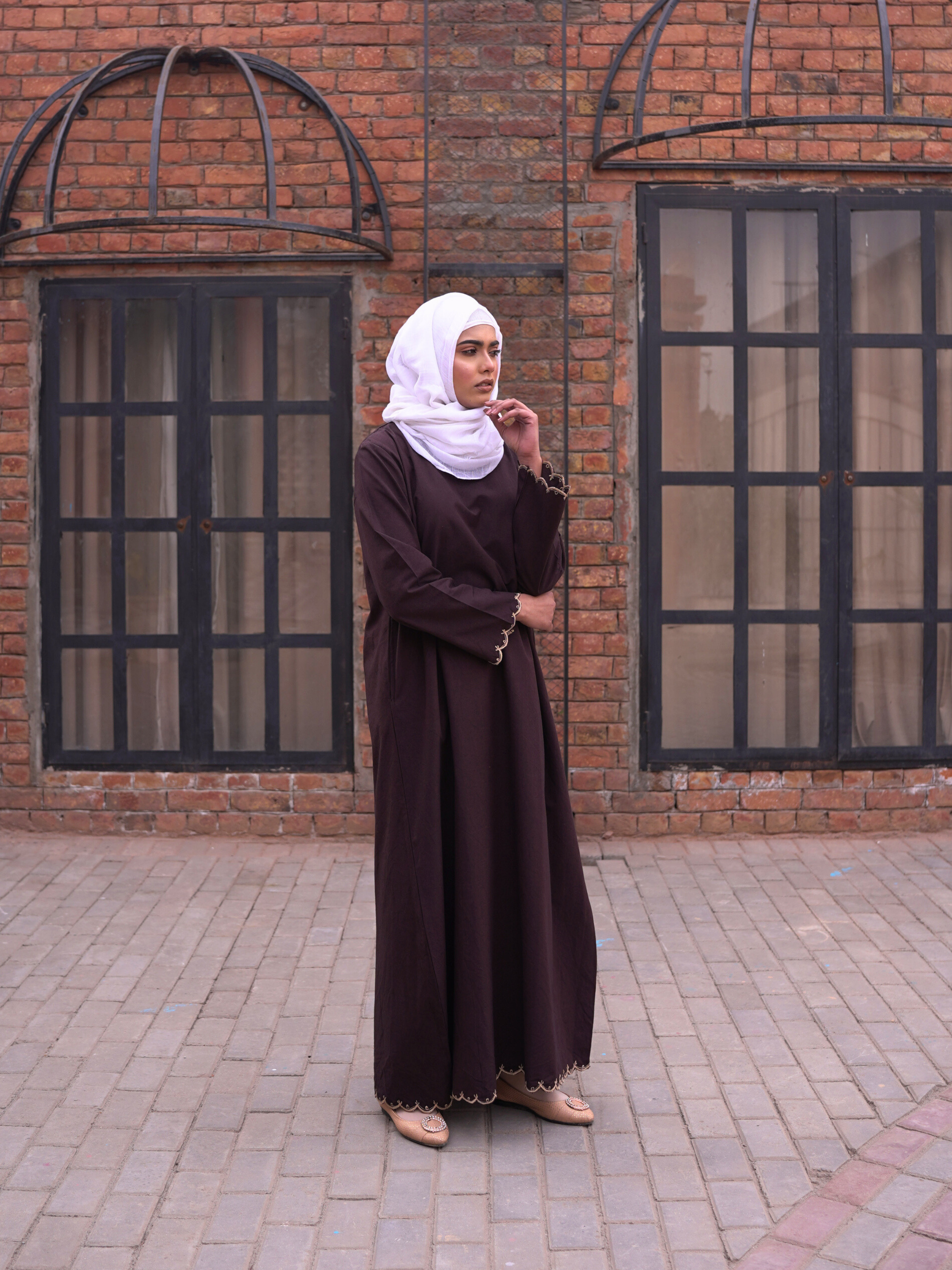 Heritage Cotton Abaya - Coffee