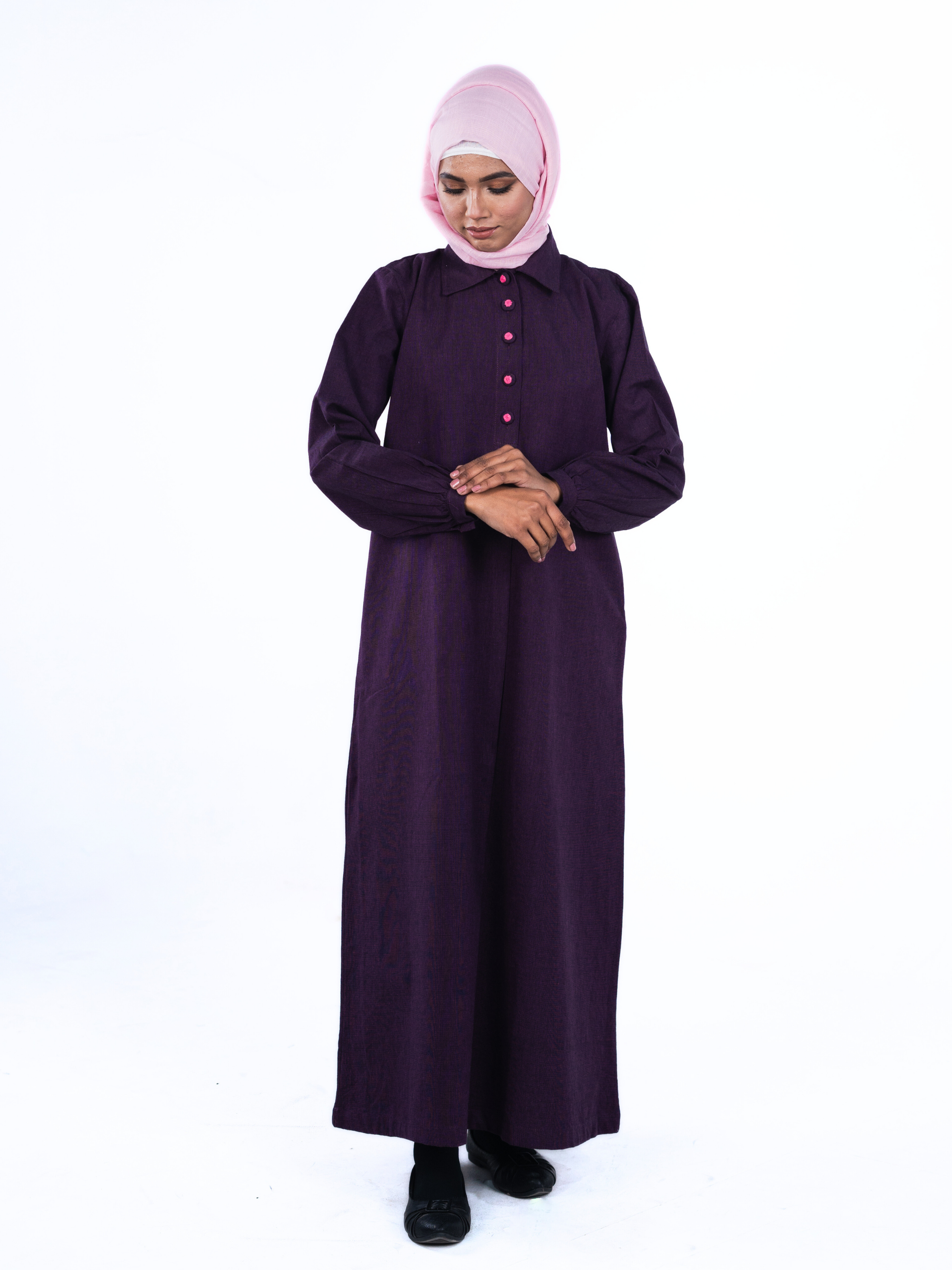 Button-up Maxi Dress - Purple