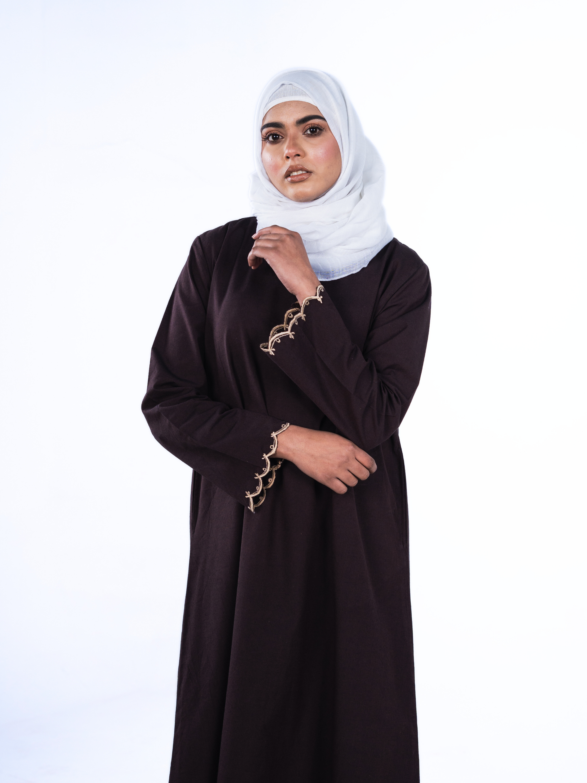 Heritage Cotton Abaya - Coffee