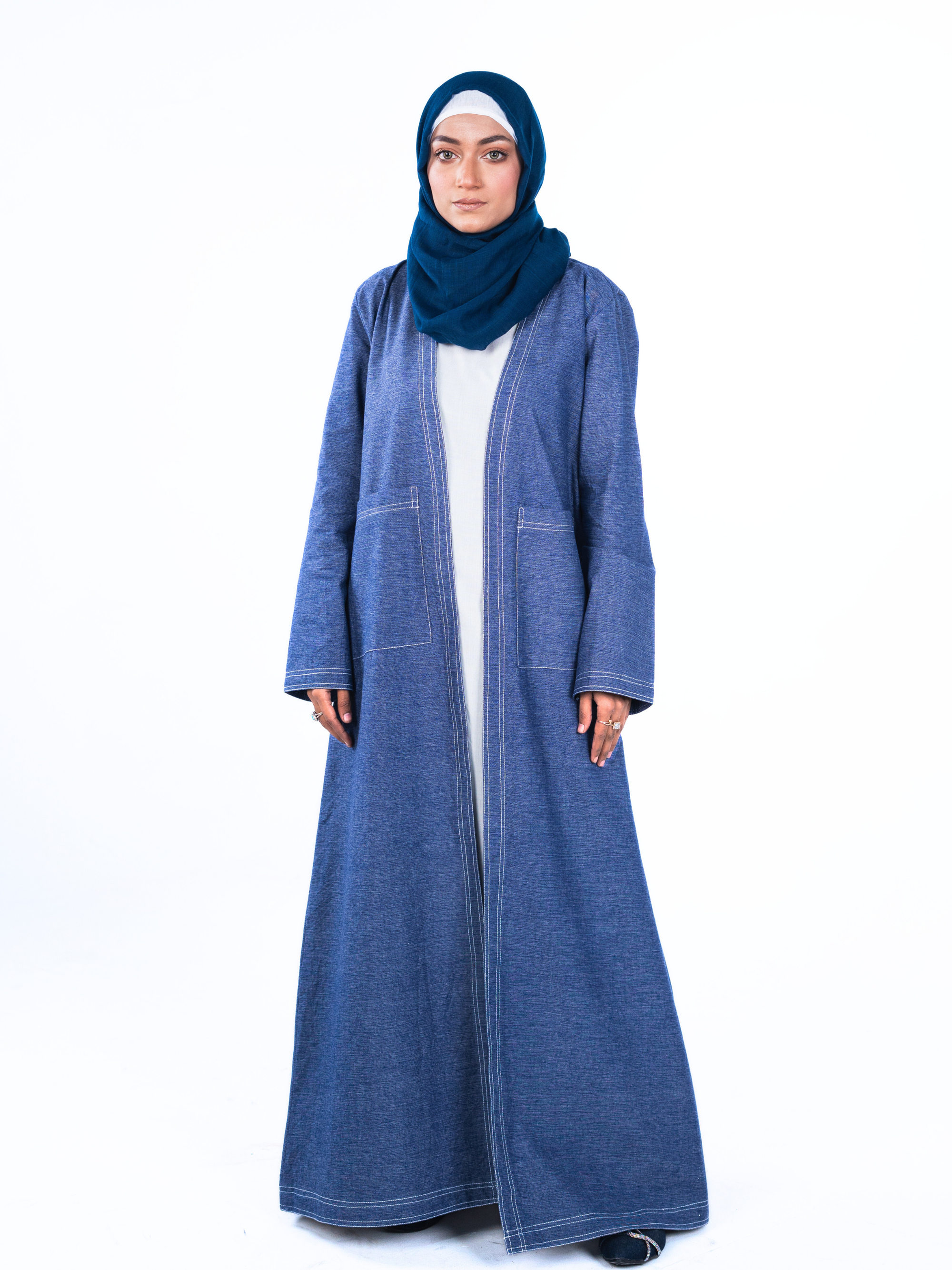 Open Denim Abaya – Indigo