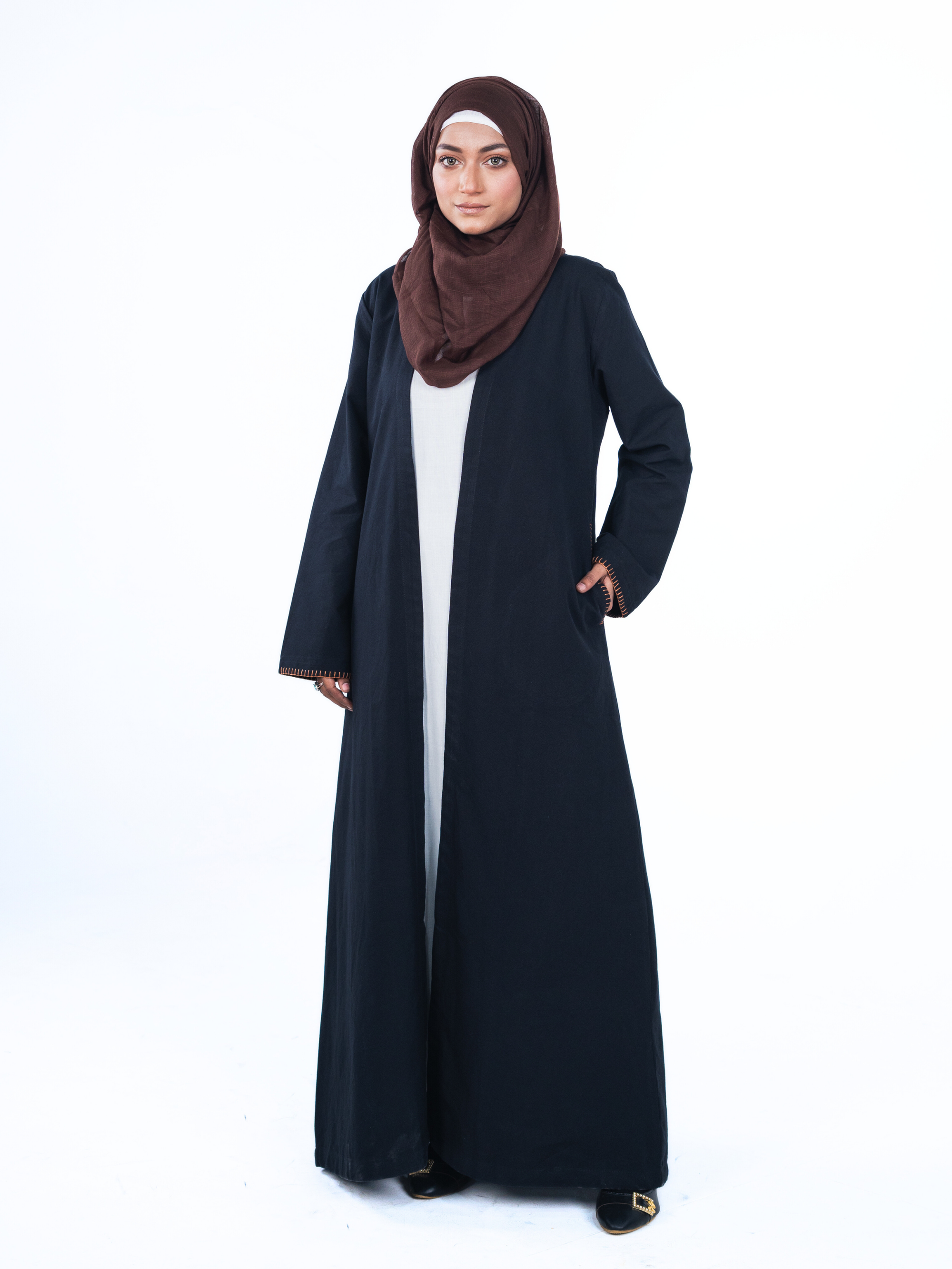 Minimalist Open Abaya – Black