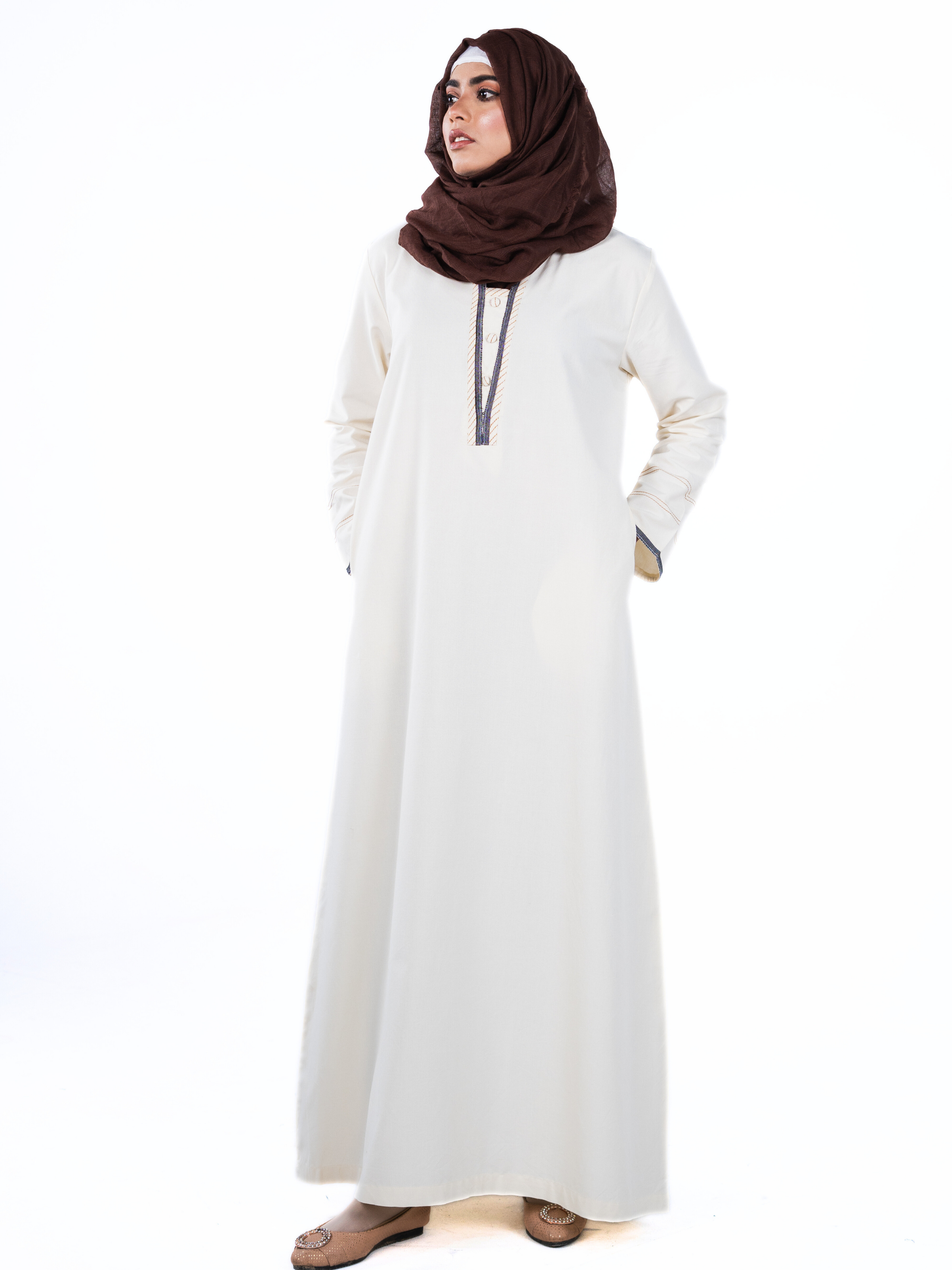 Heritage Cotton Abaya - Cream