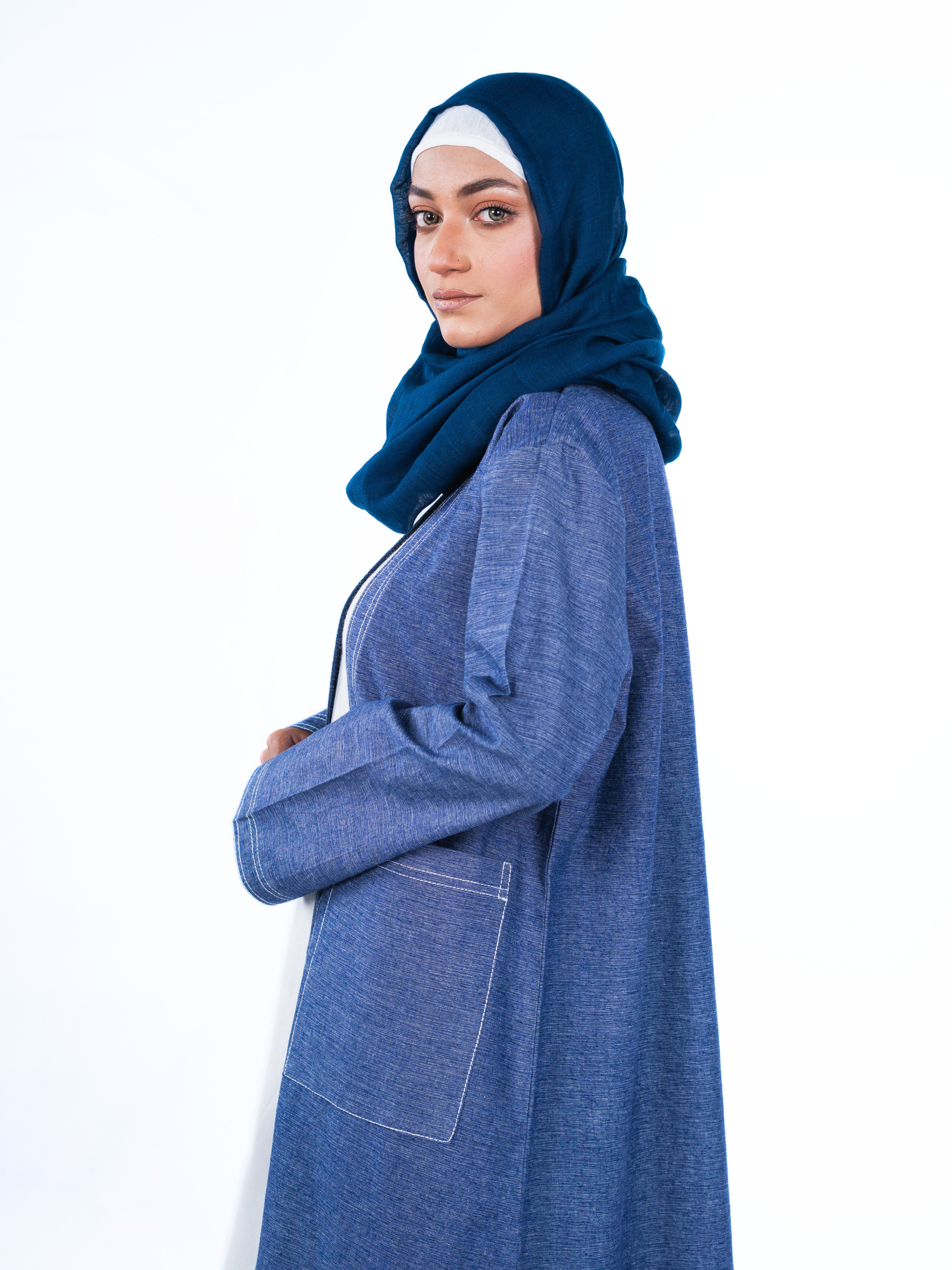 Open Denim Abaya – Indigo