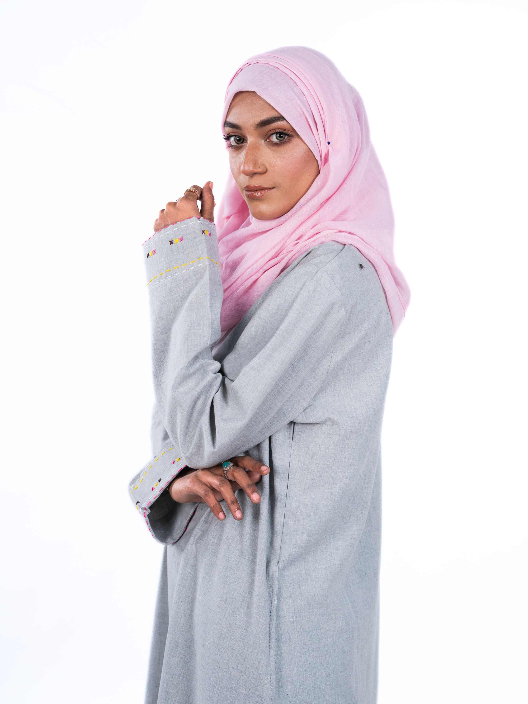 Heritage Cotton Abaya - Silver