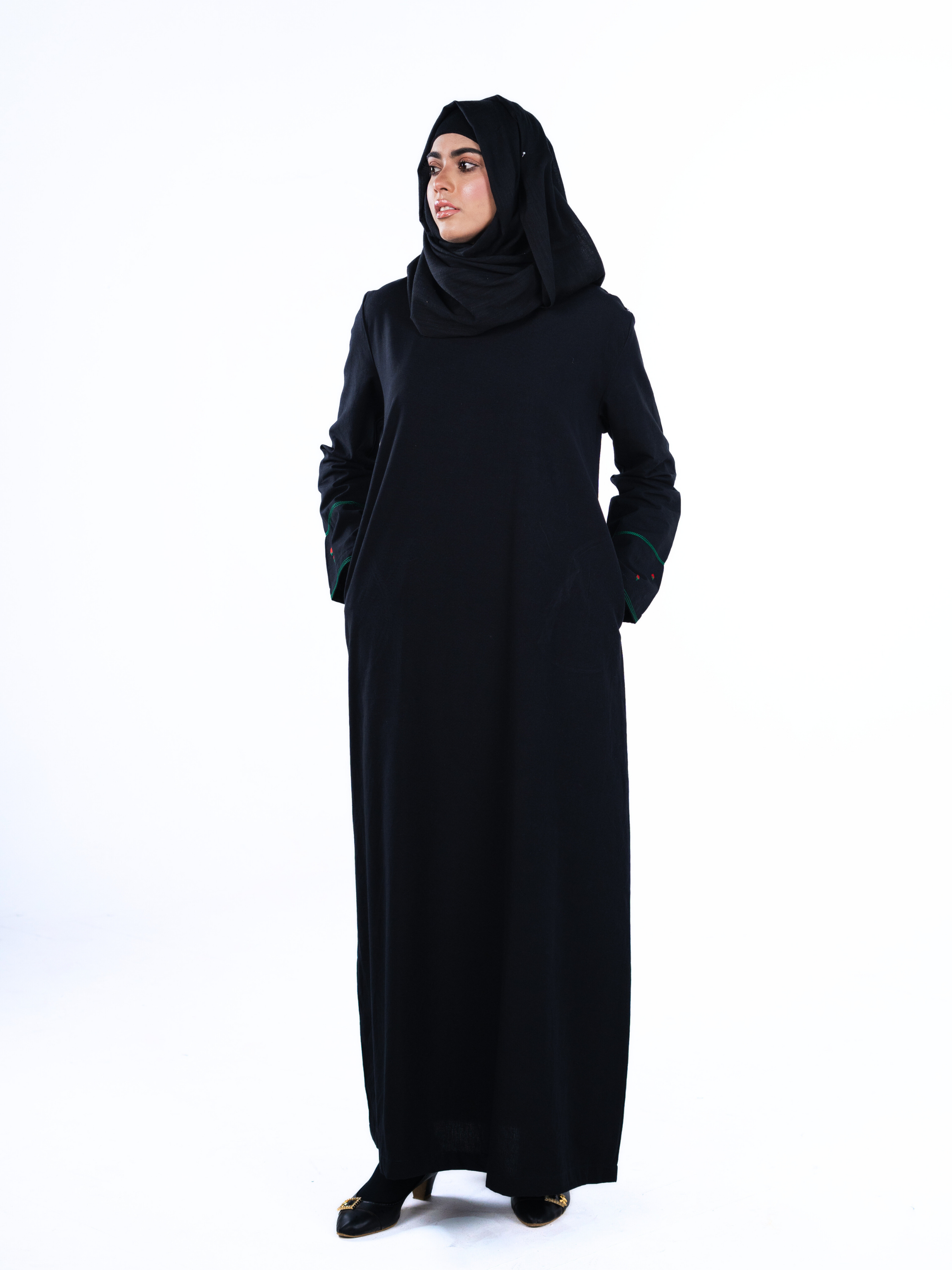 Heritage Cotton Abaya - Black