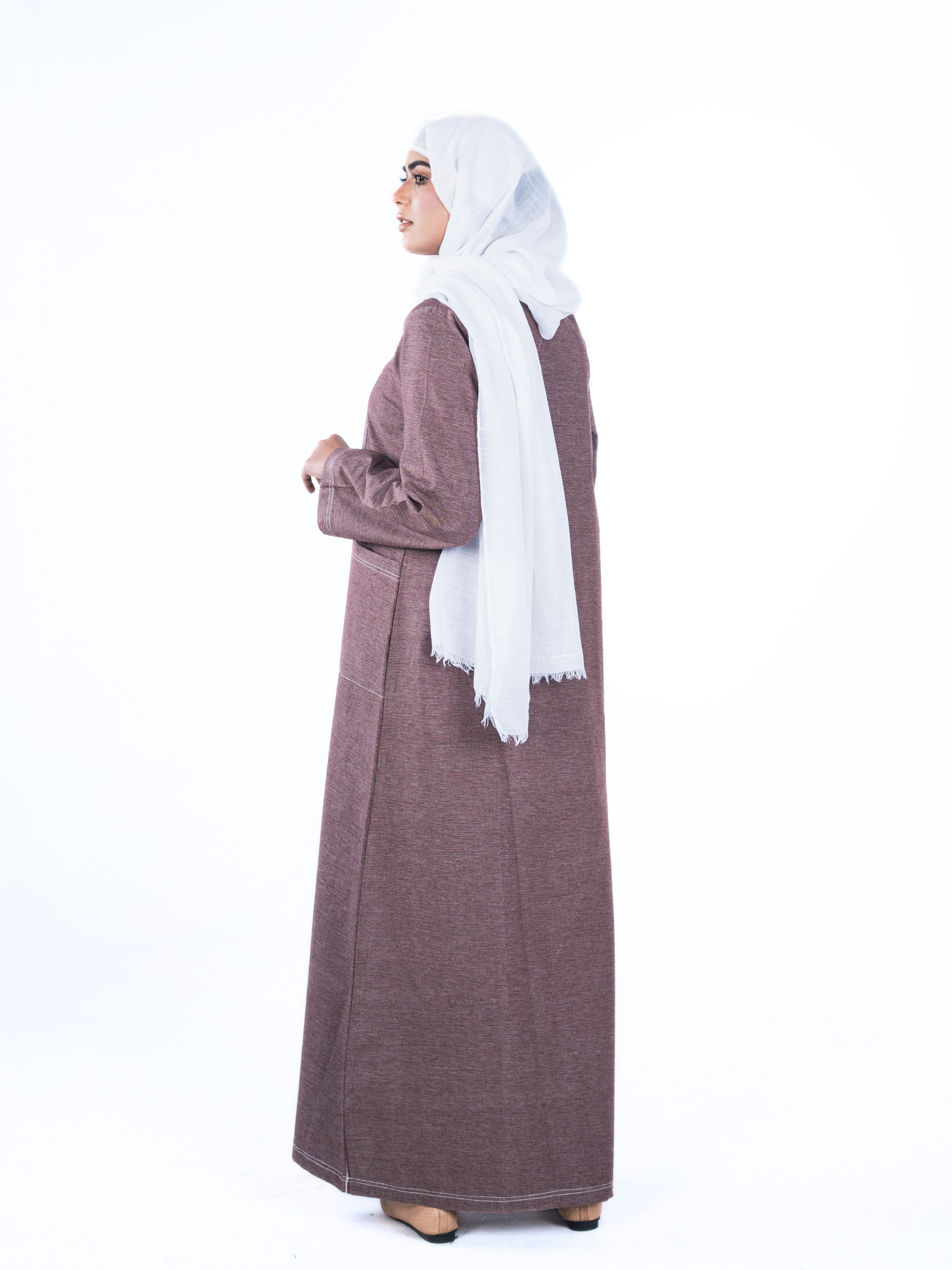 Denim Panelled Maxi Dress - Peanut