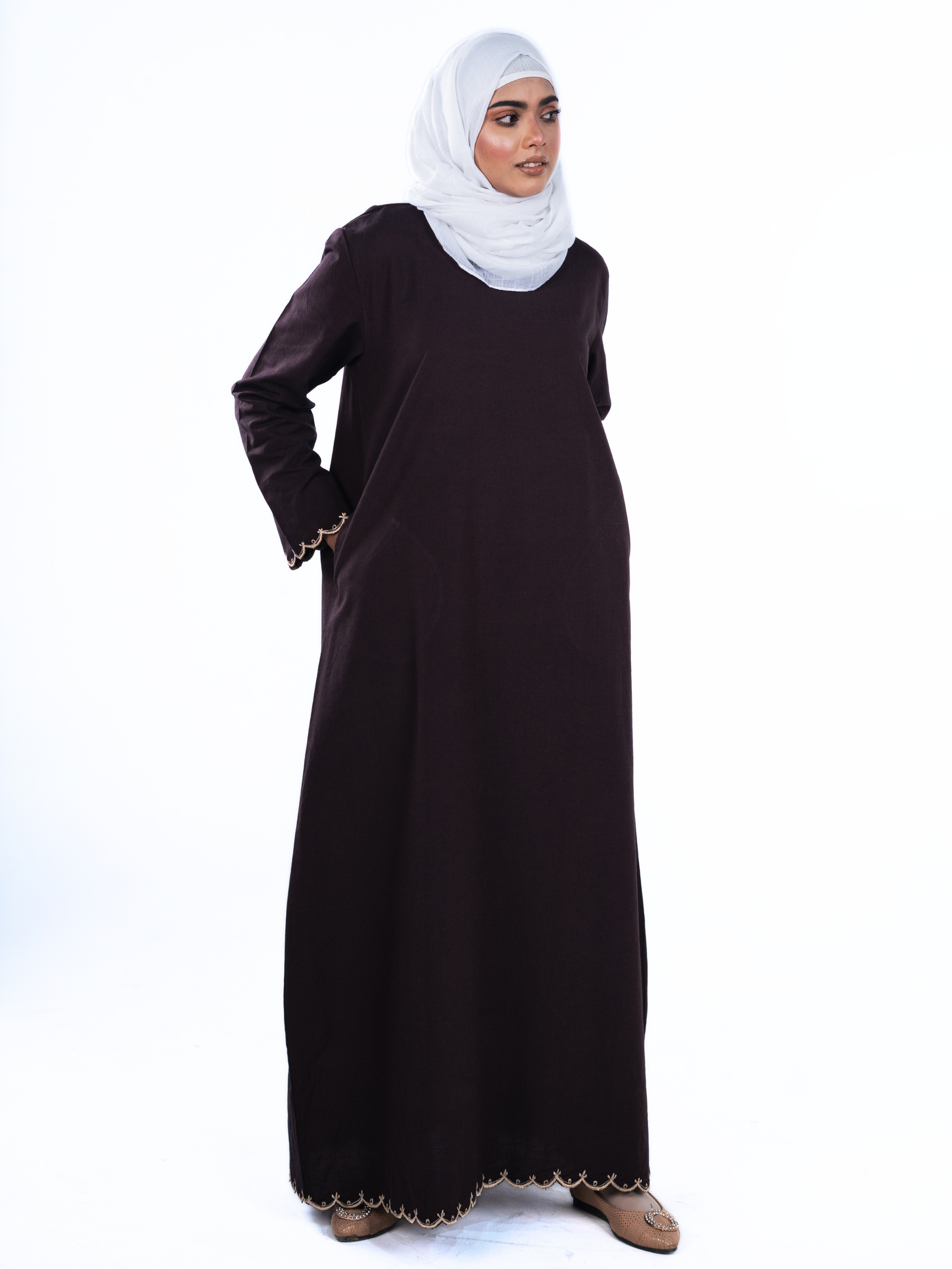 Heritage Cotton Abaya - Coffee