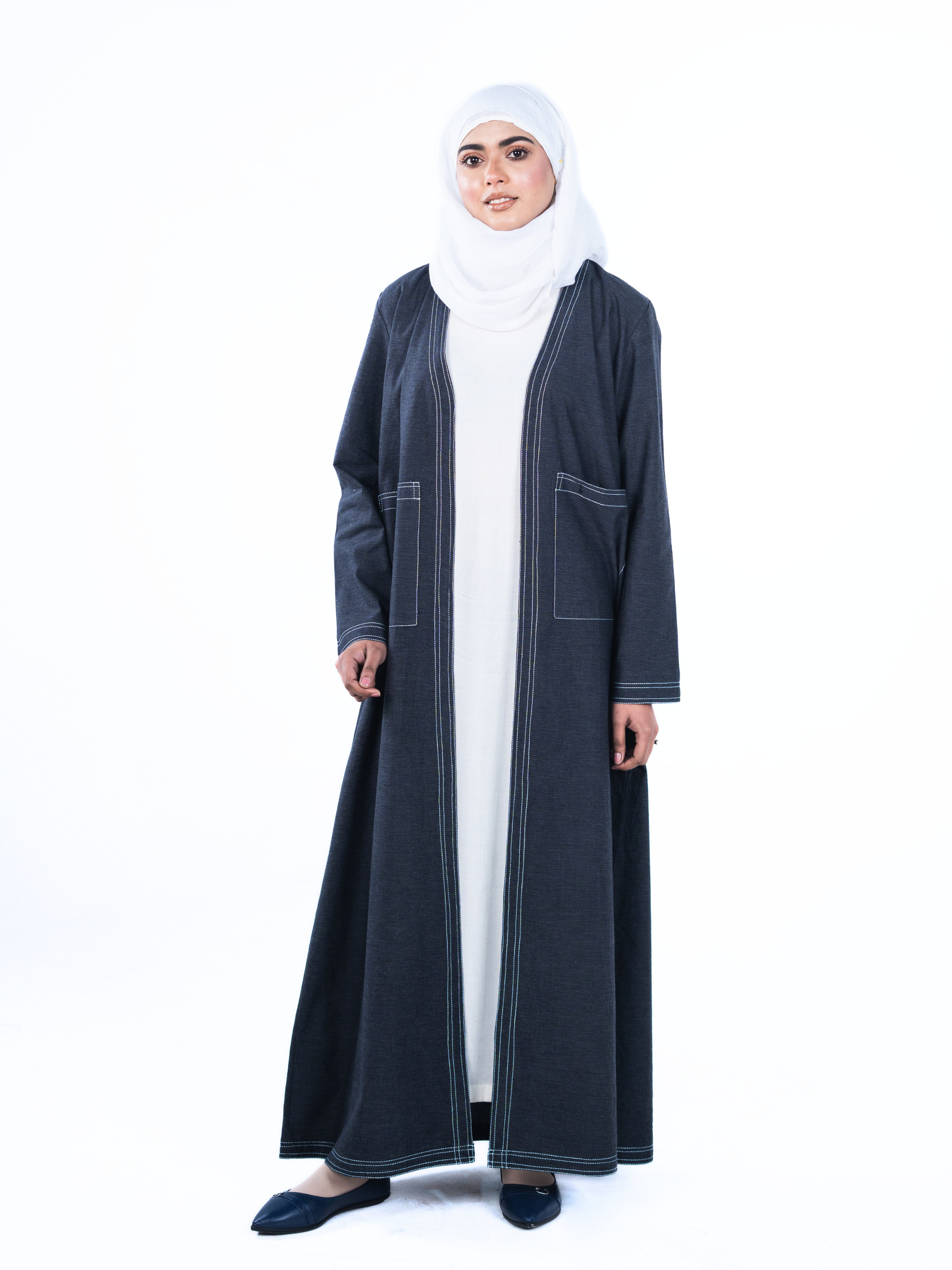 Open Denim Abaya – Coal