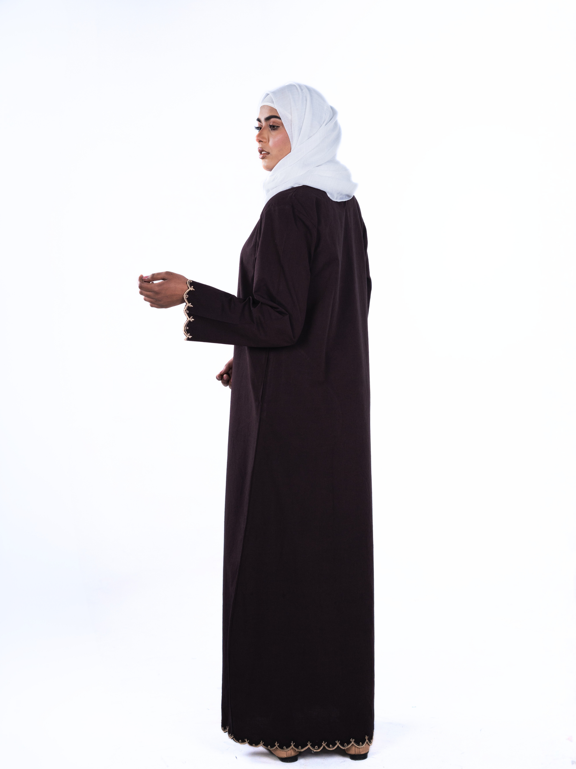 Heritage Cotton Abaya - Coffee