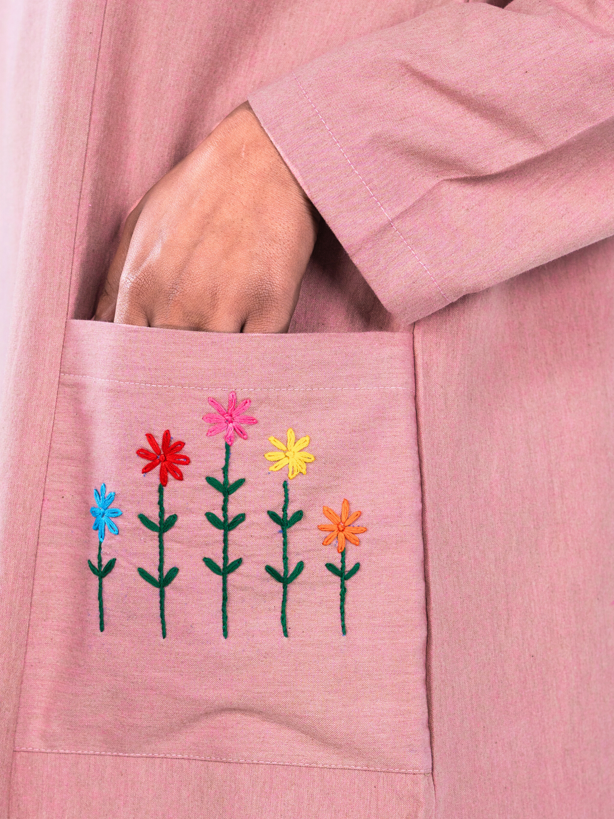 Embroidered Panelled Maxi Dress - Blush
