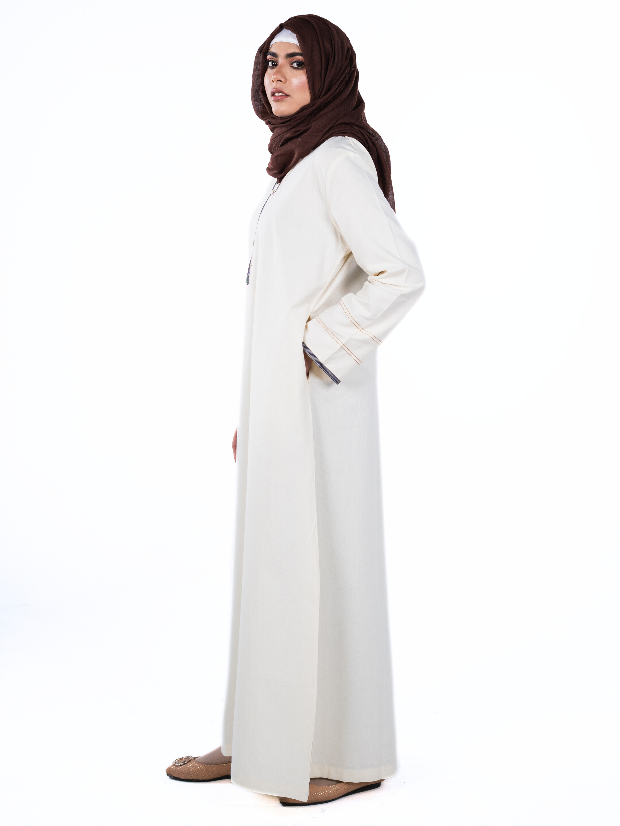 Heritage Cotton Abaya - Cream
