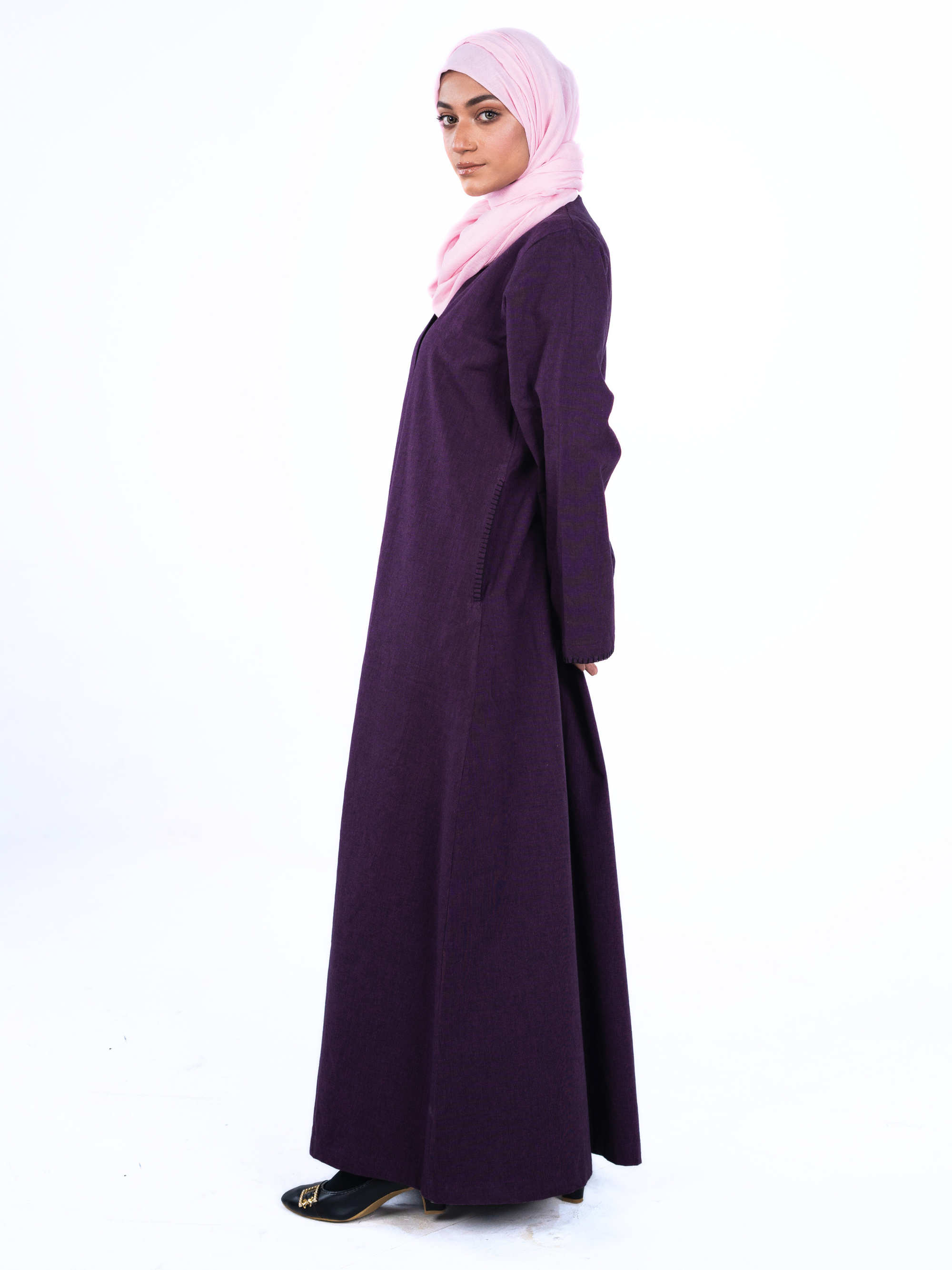 Minimalist Open Abaya – Purple
