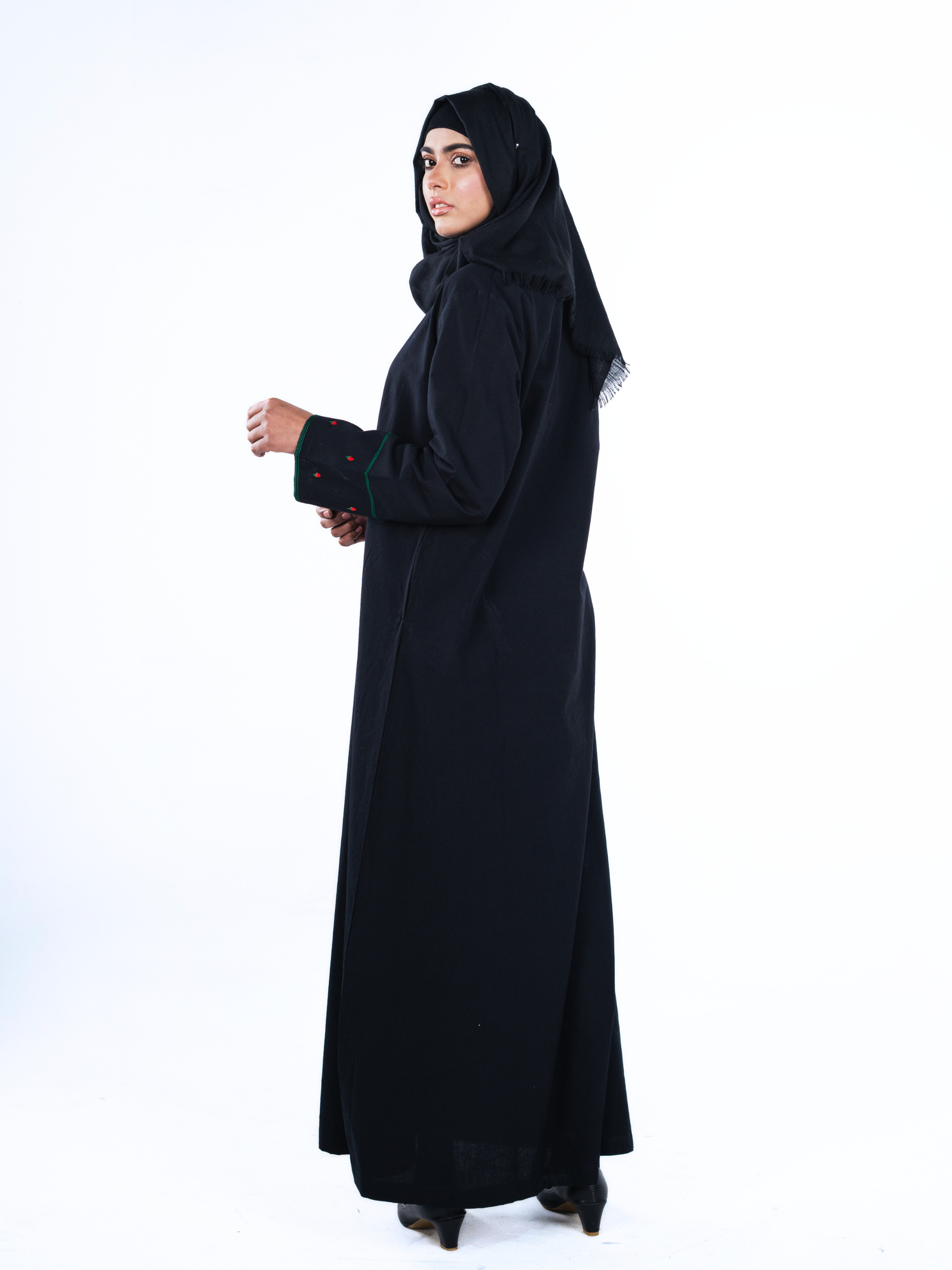 Heritage Cotton Abaya - Black