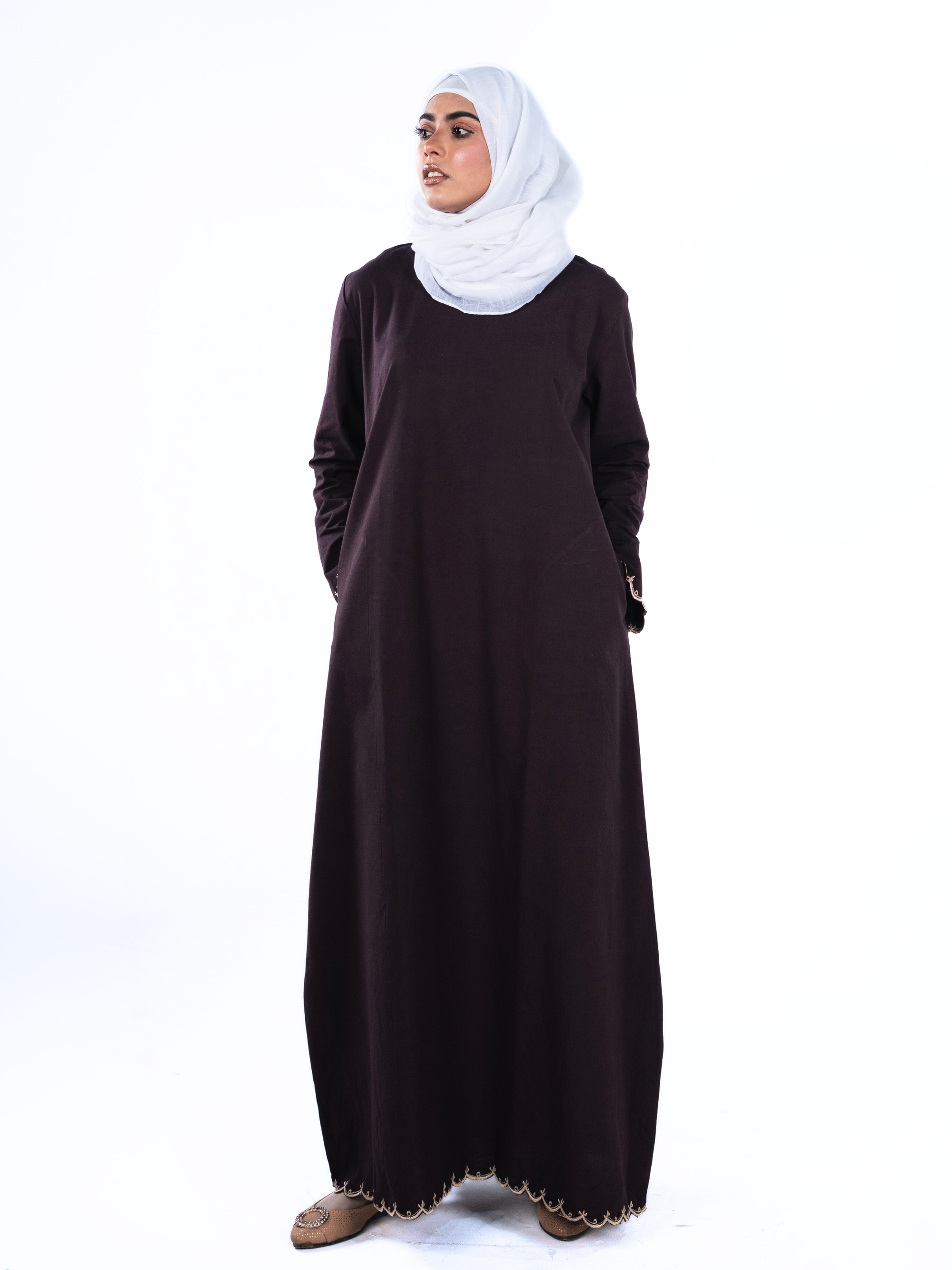 Heritage Cotton Abaya - Coffee