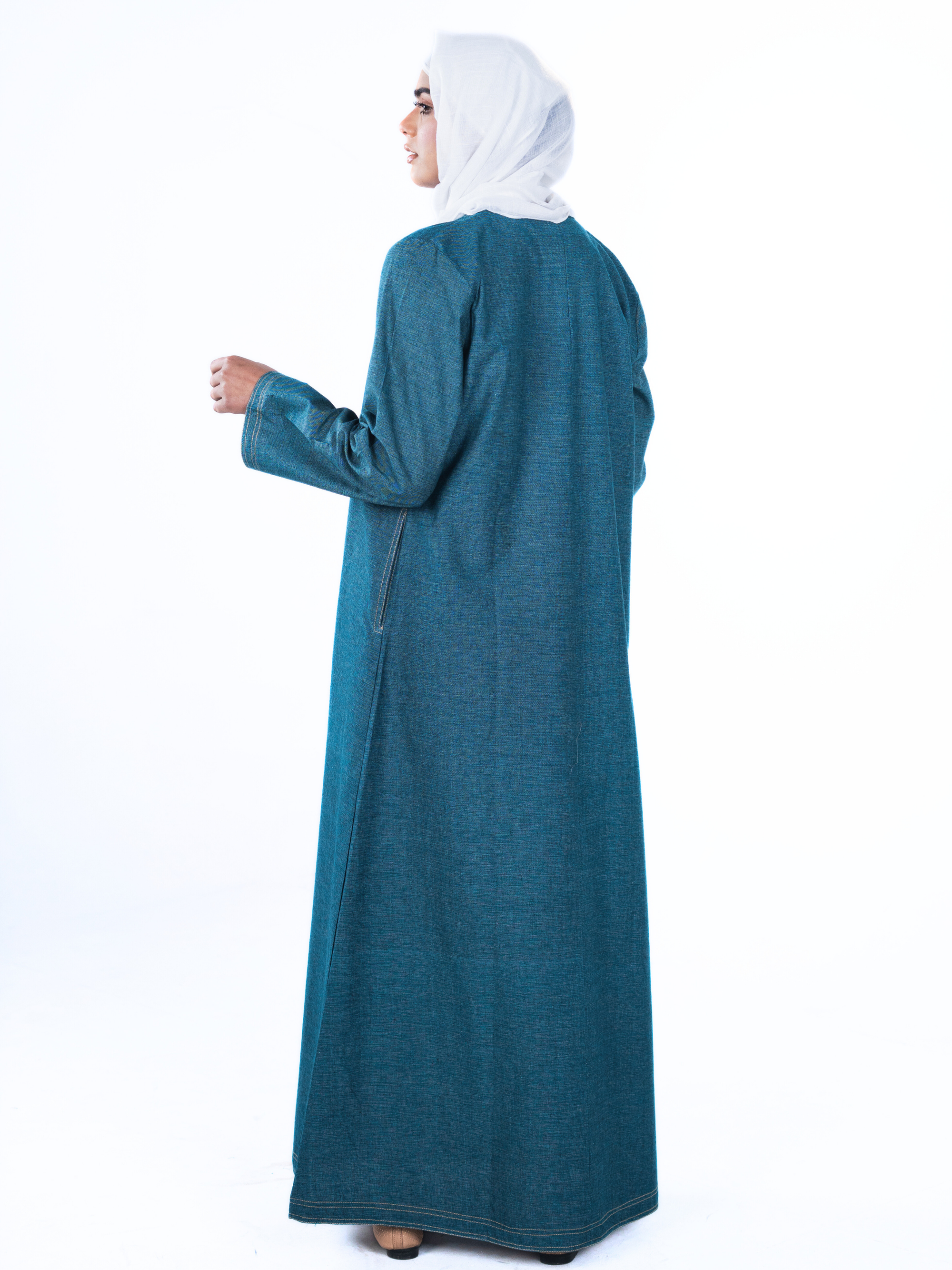 Open Denim Abaya – Teal