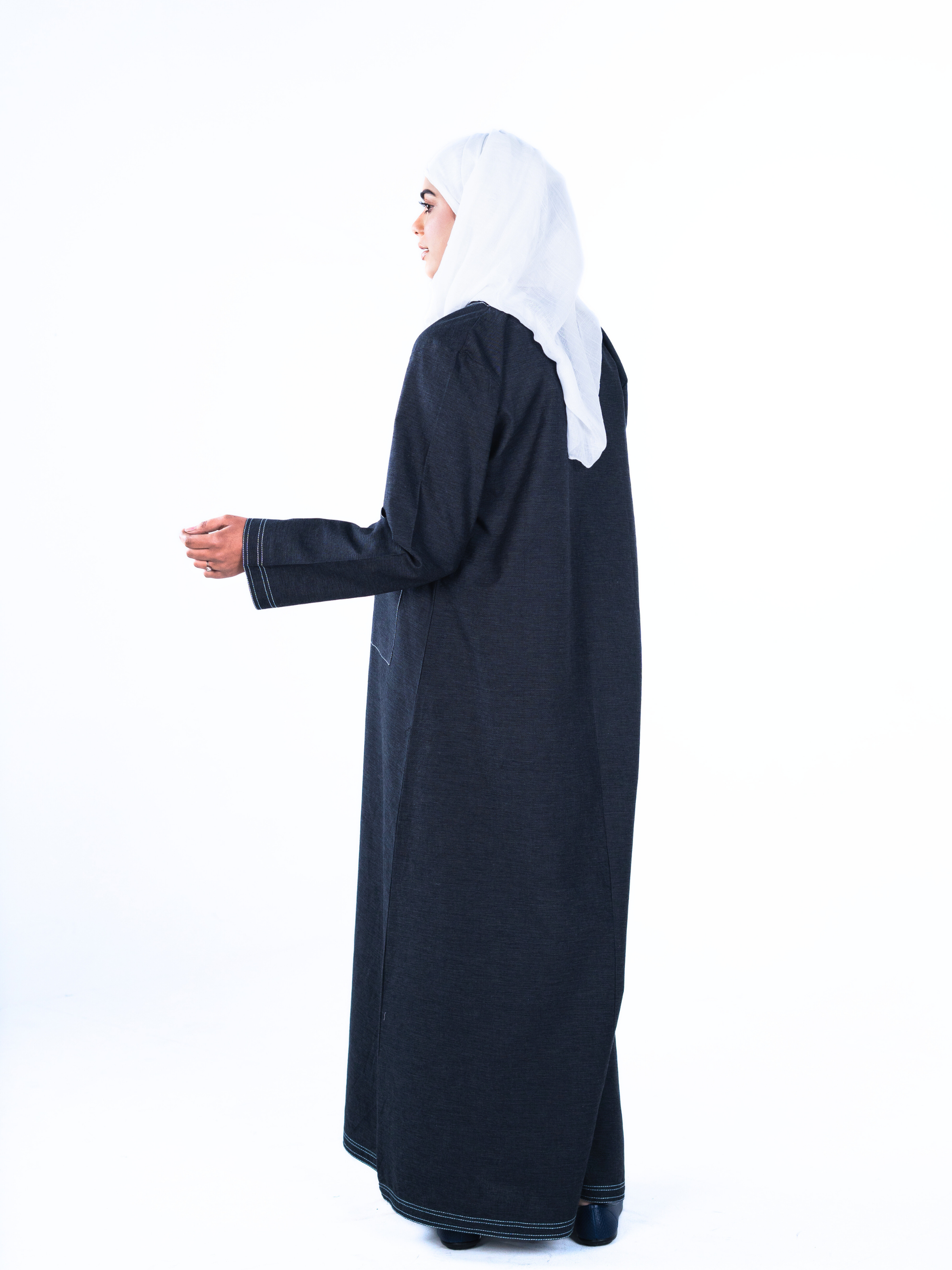 Open Denim Abaya – Coal