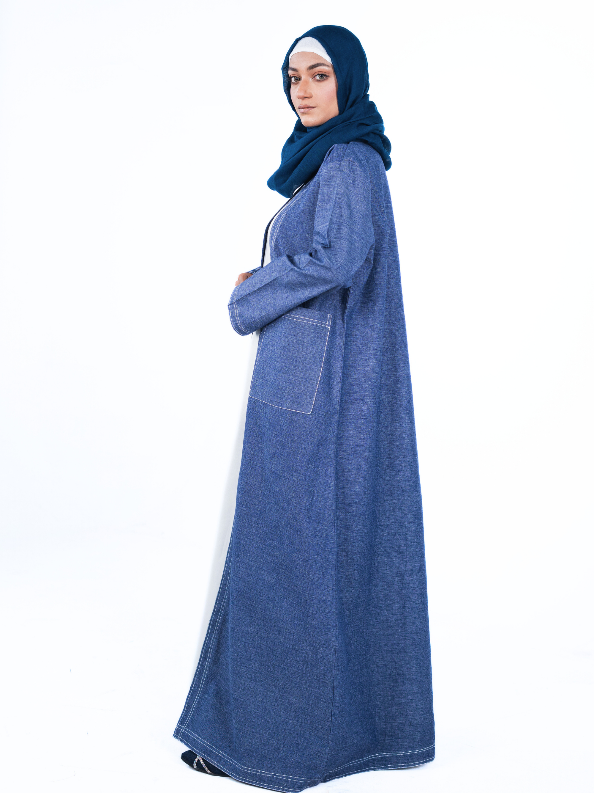 Open Denim Abaya – Indigo