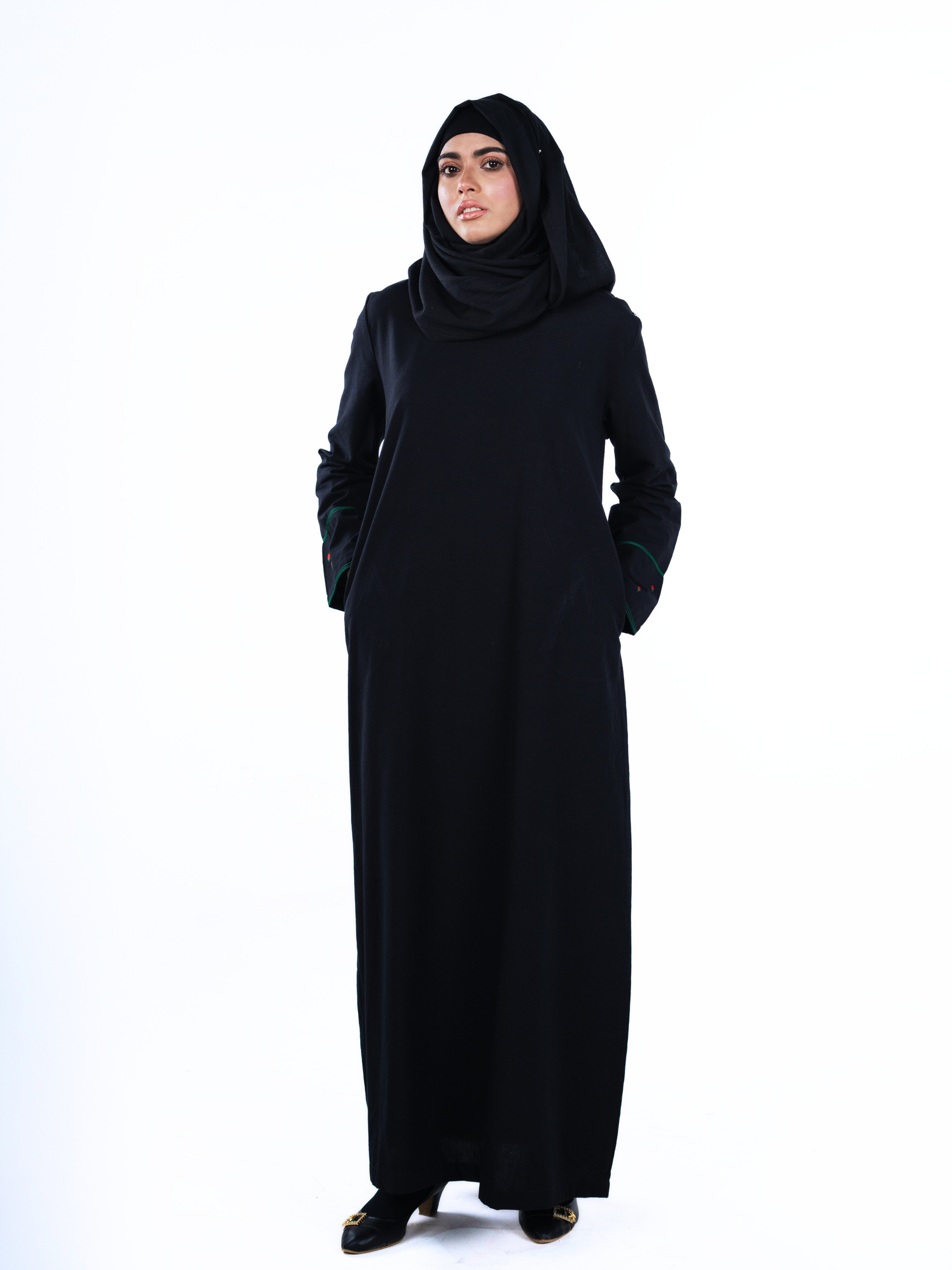 Heritage Cotton Abaya - Black