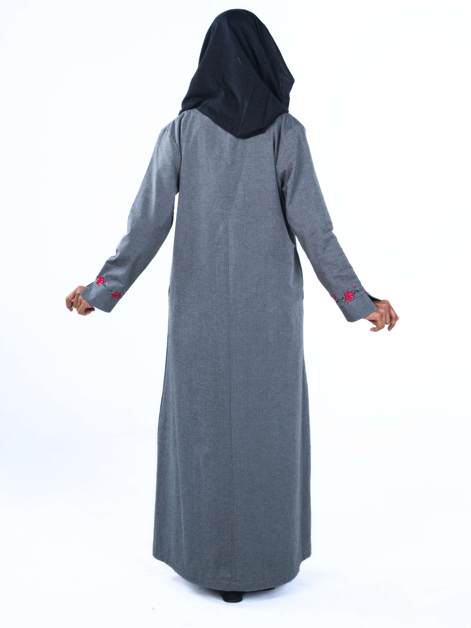 Heritage Bow Open Abaya  – Grey