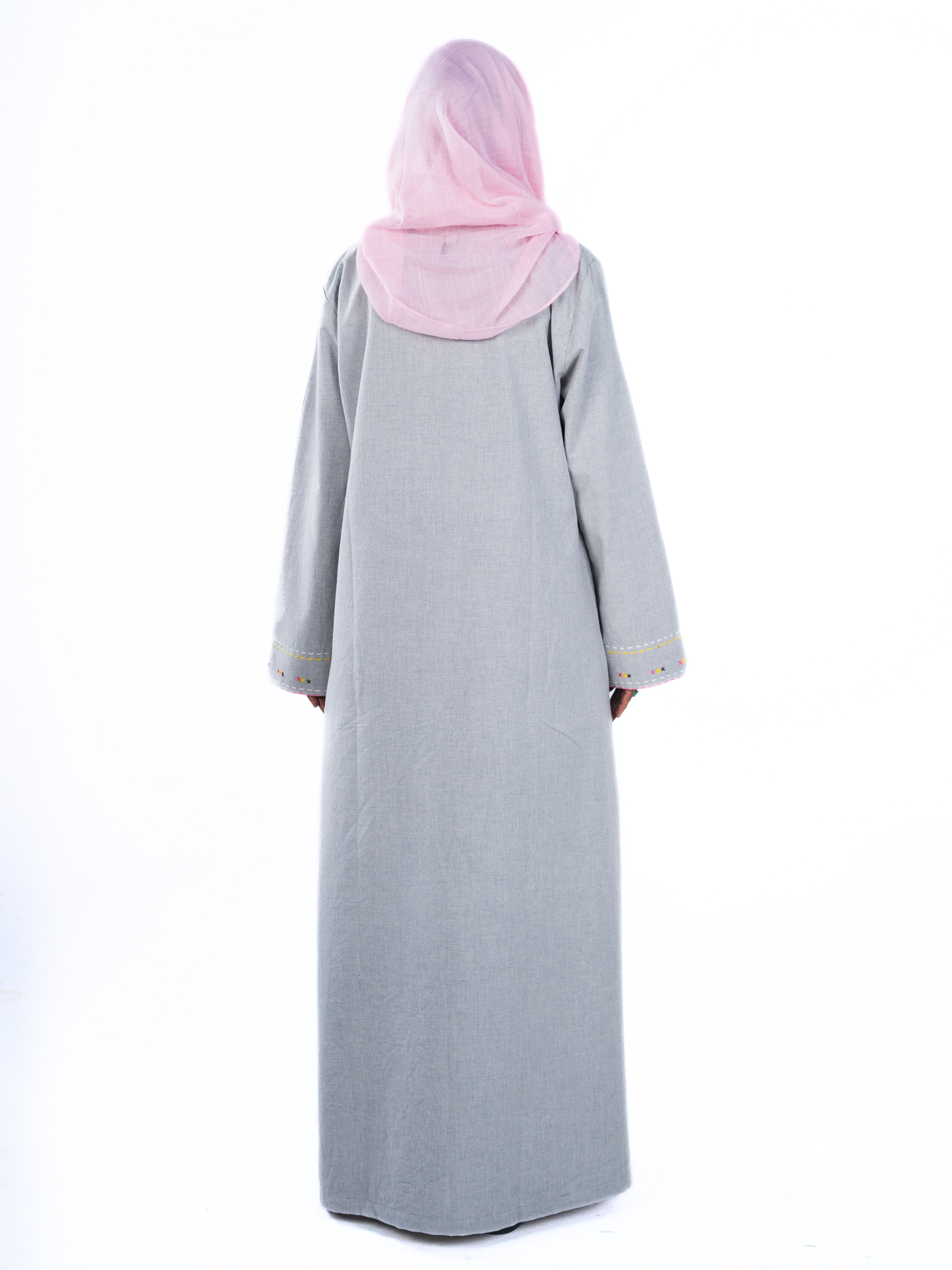 Heritage Cotton Abaya - Silver