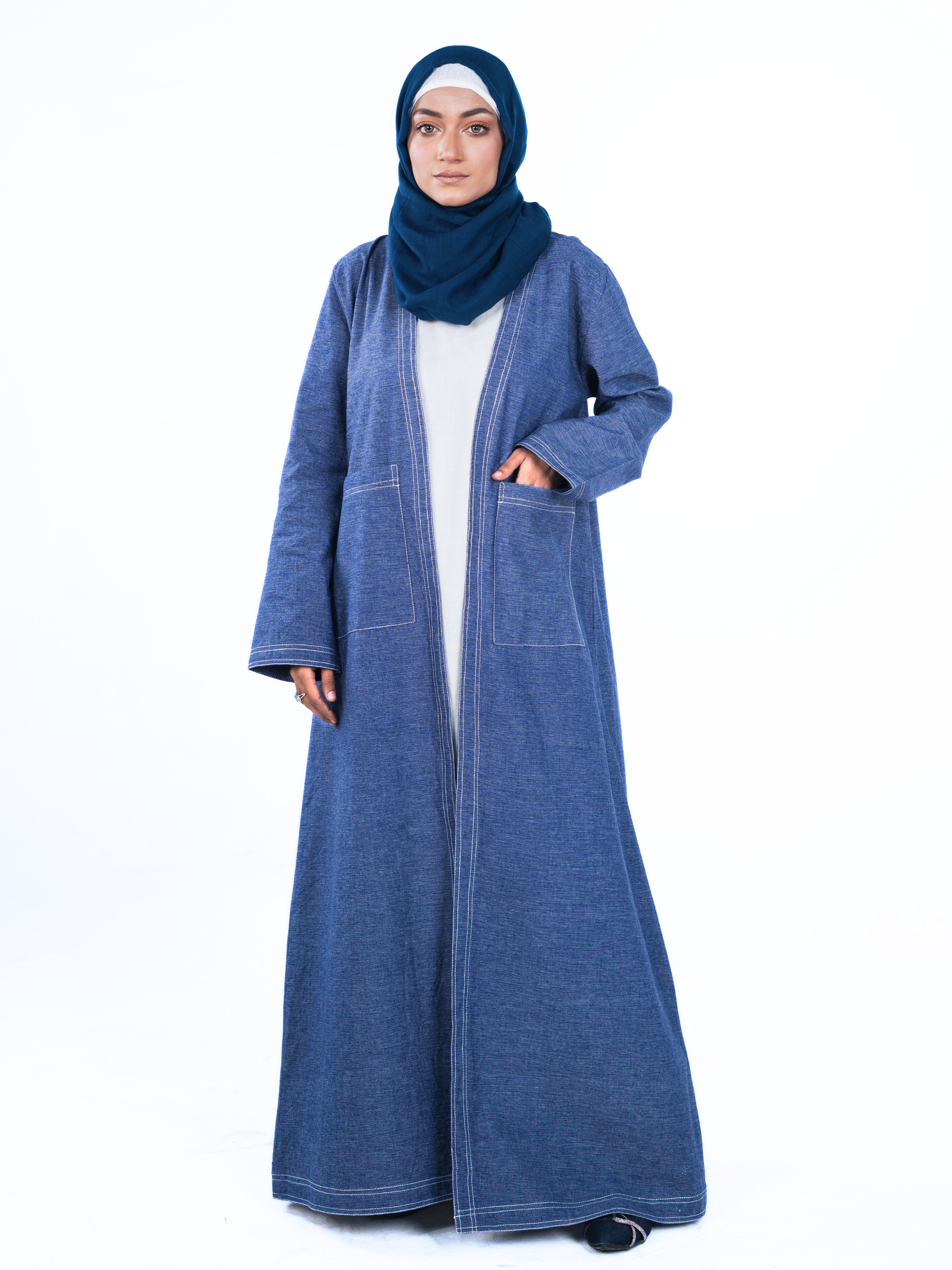 Open Denim Abaya – Indigo