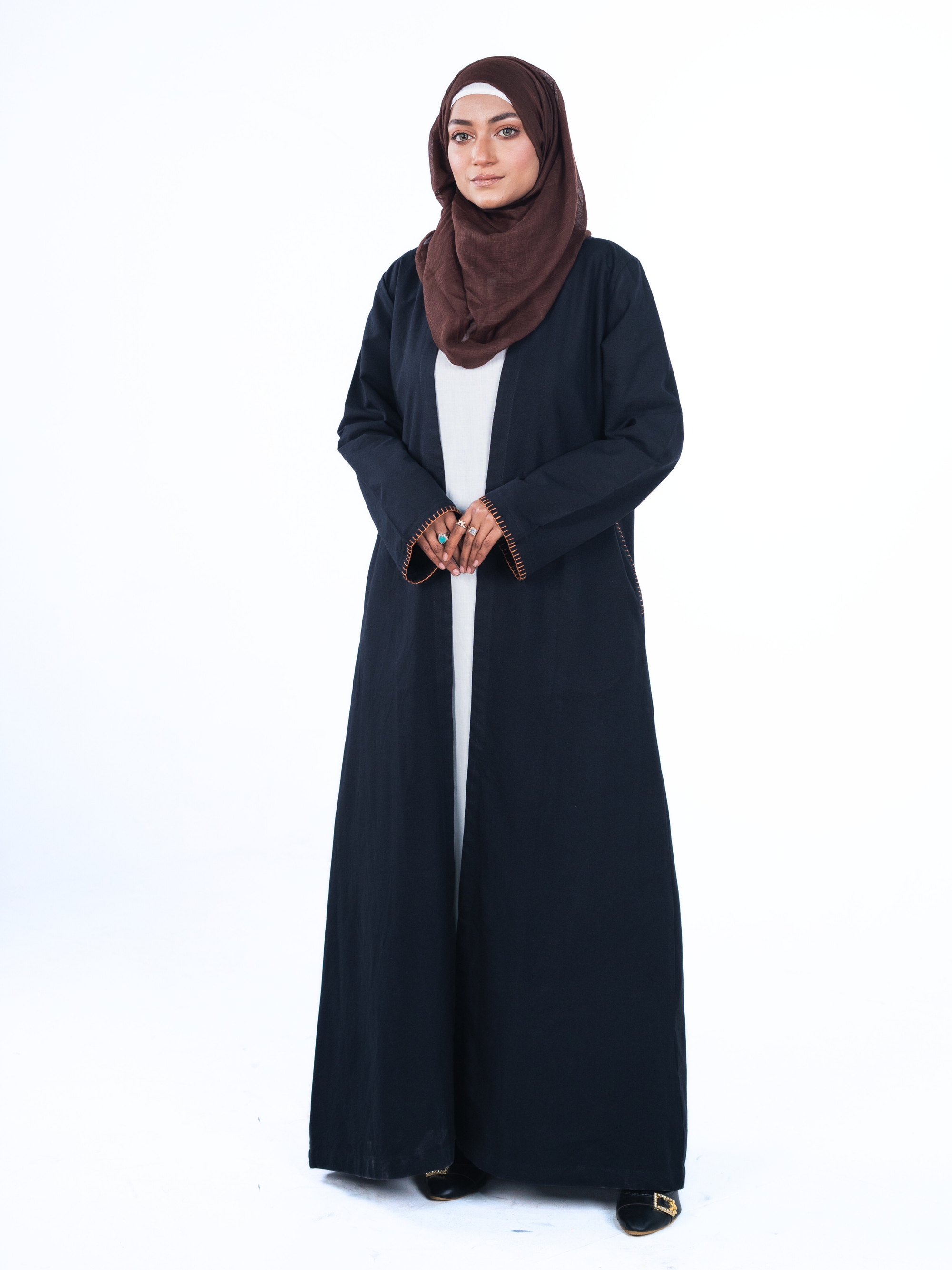 Minimalist Open Abaya – Black