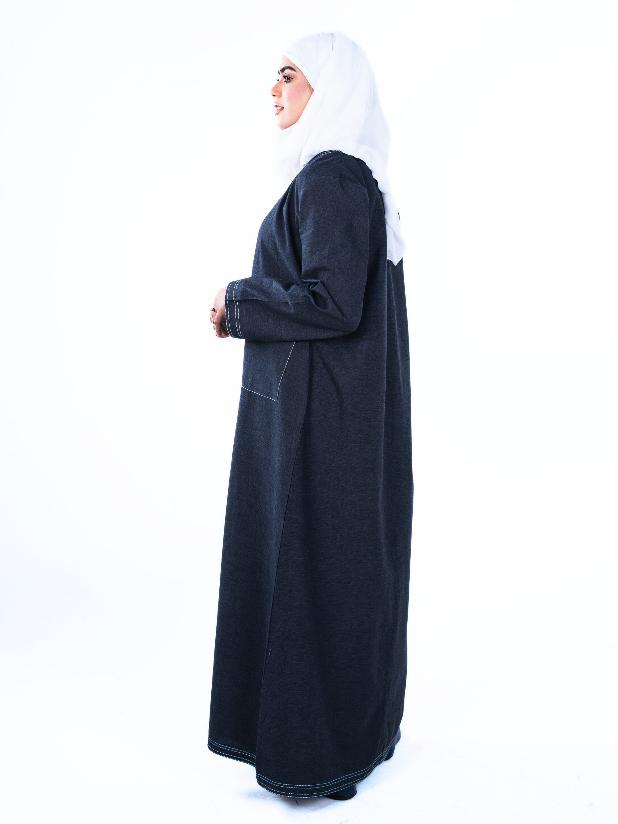 Open Denim Abaya – Coal