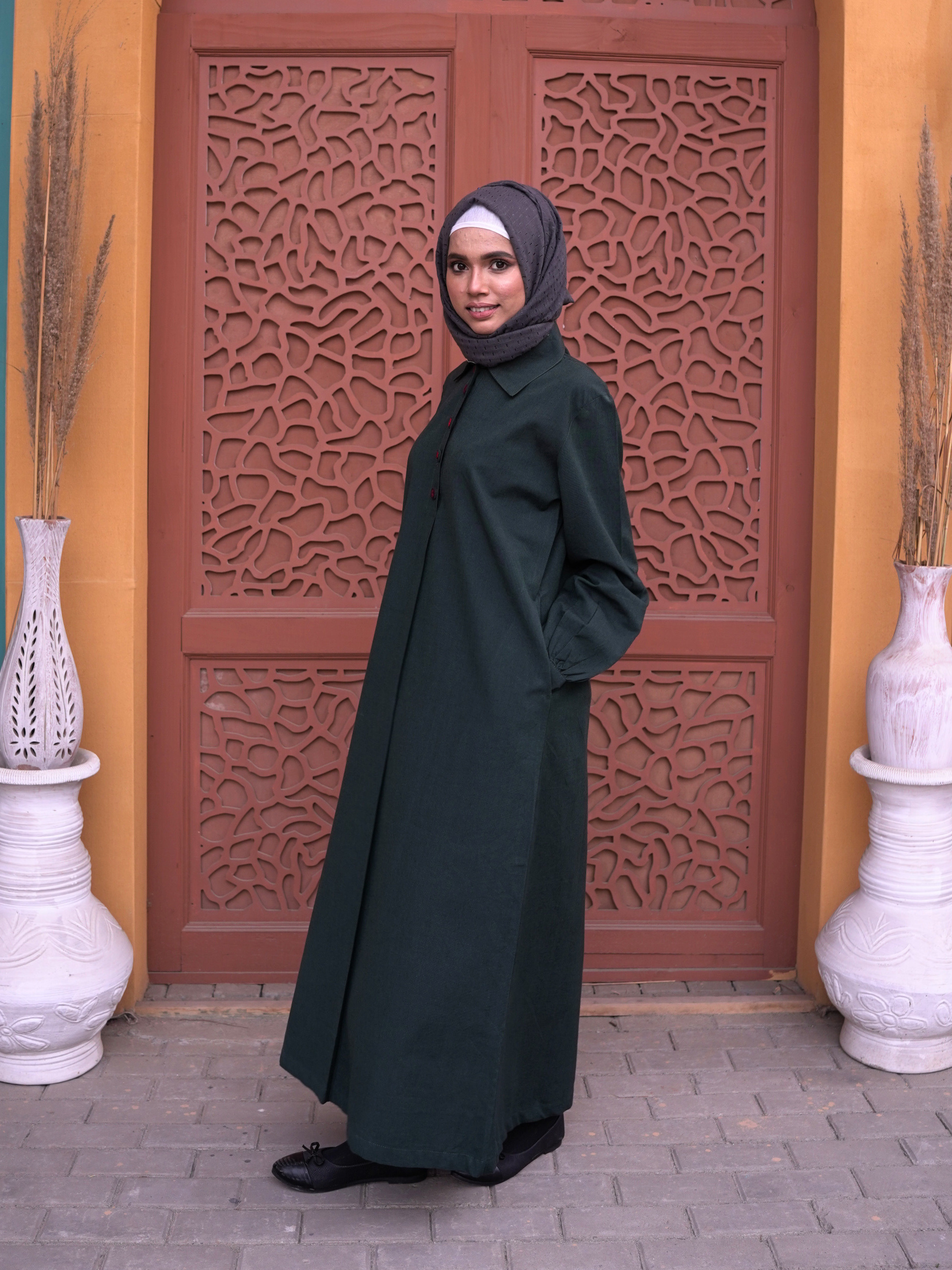 Button-up Maxi Dress - Forest