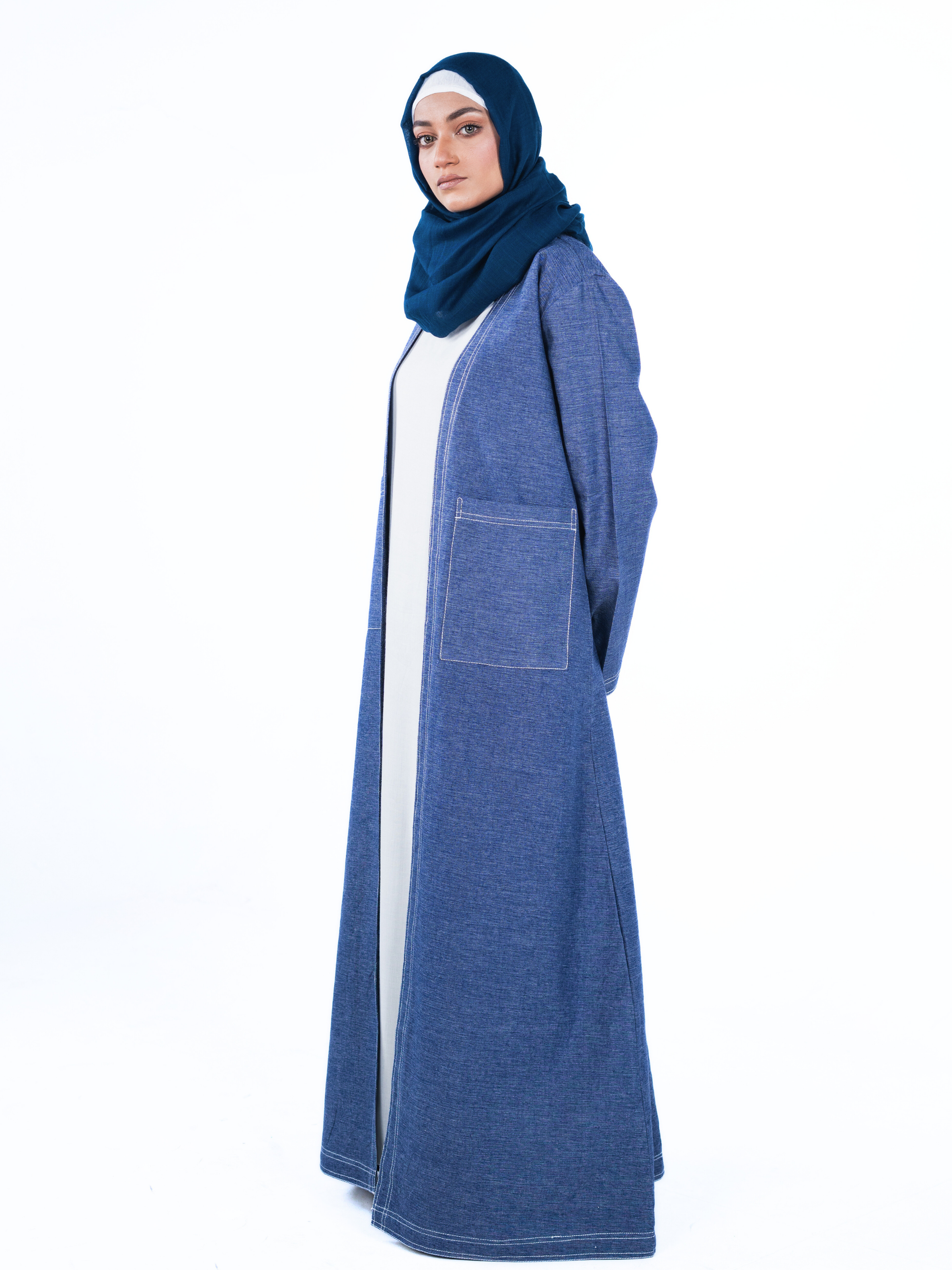Open Denim Abaya – Indigo