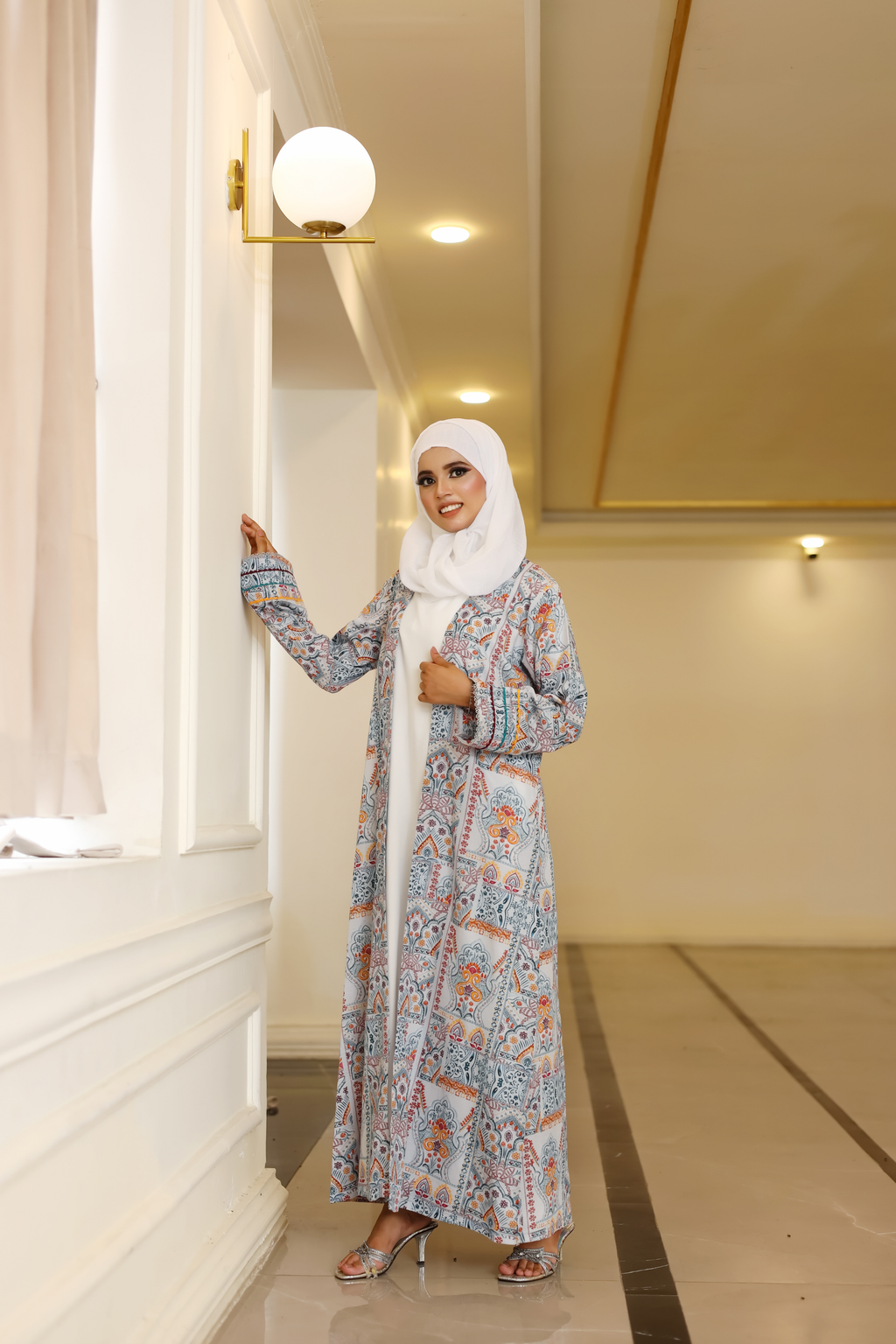 Printed Open Abaya - Multicolour