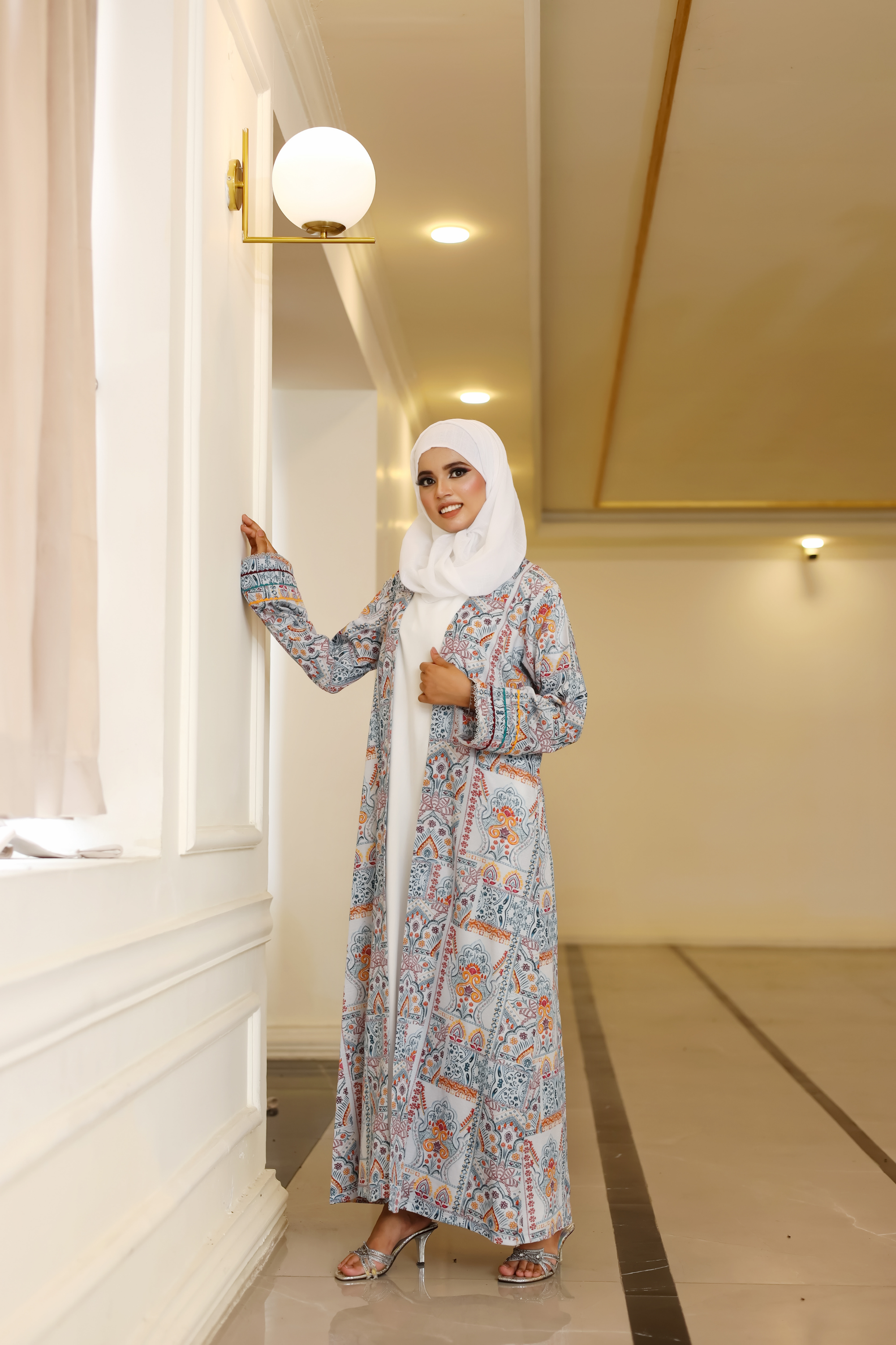 Printed Open Abaya - Multicolour