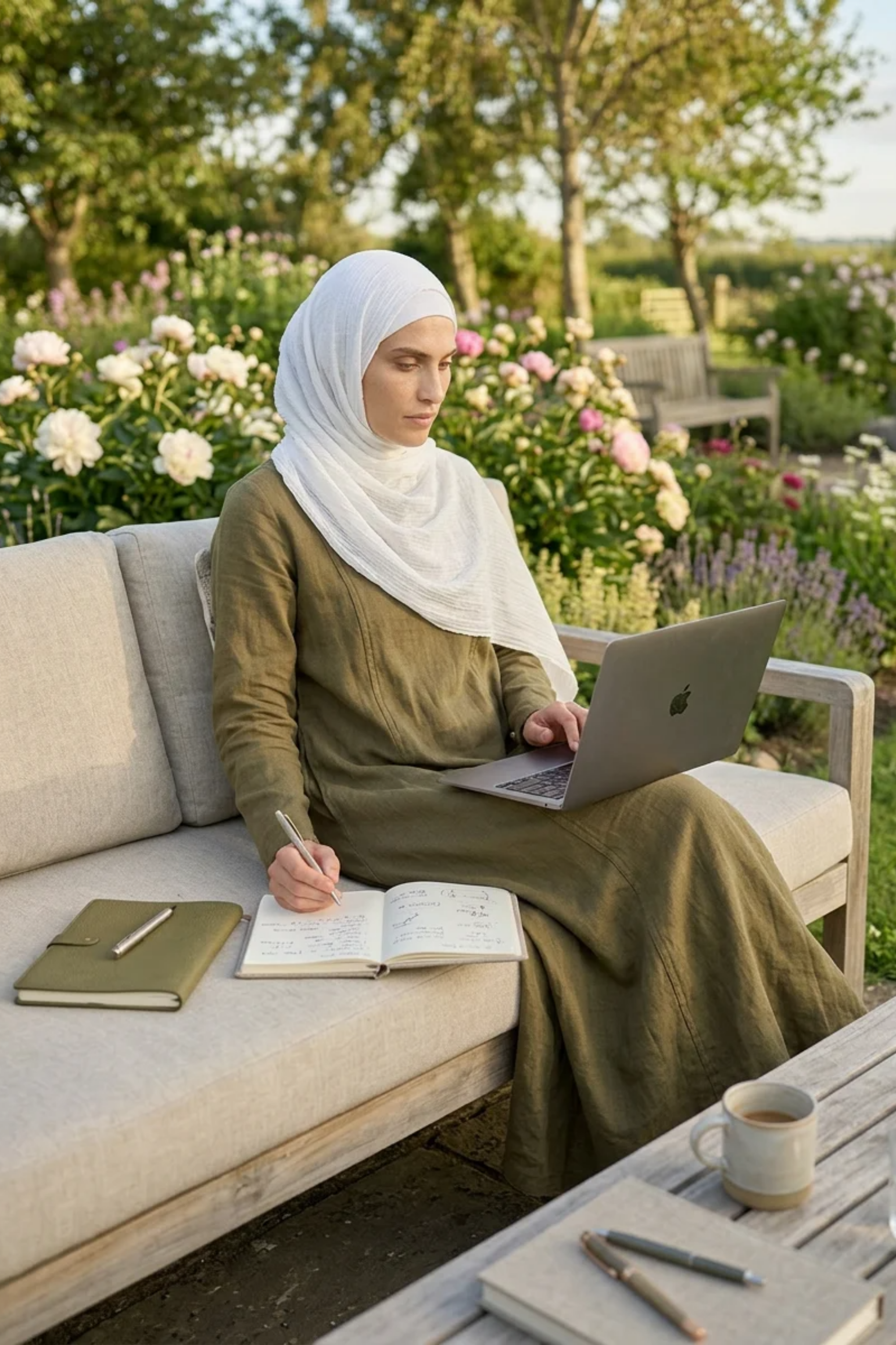Signature Cotton Abaya – Olive Green