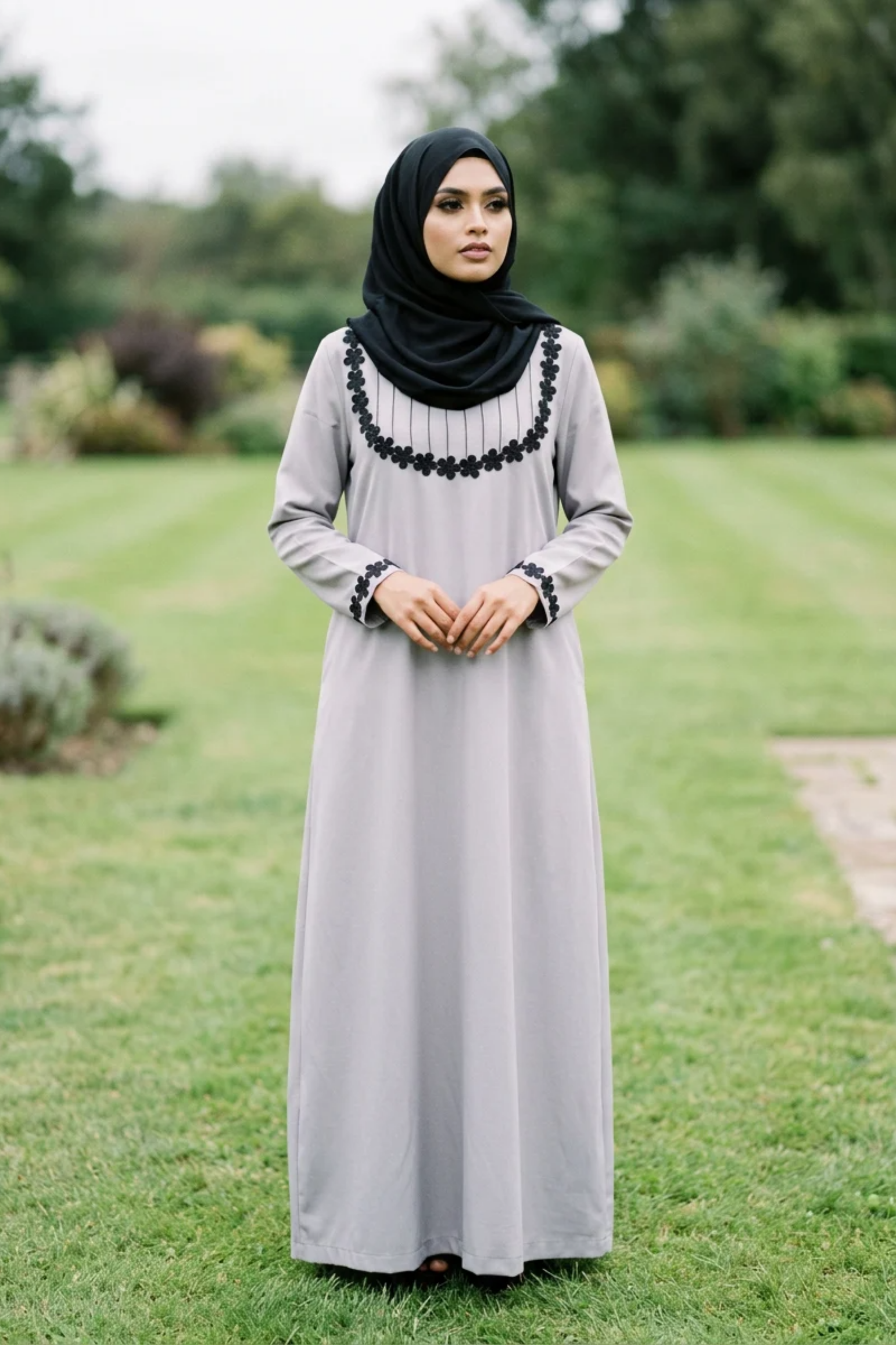 Signature Cotton Abaya – Light Grey