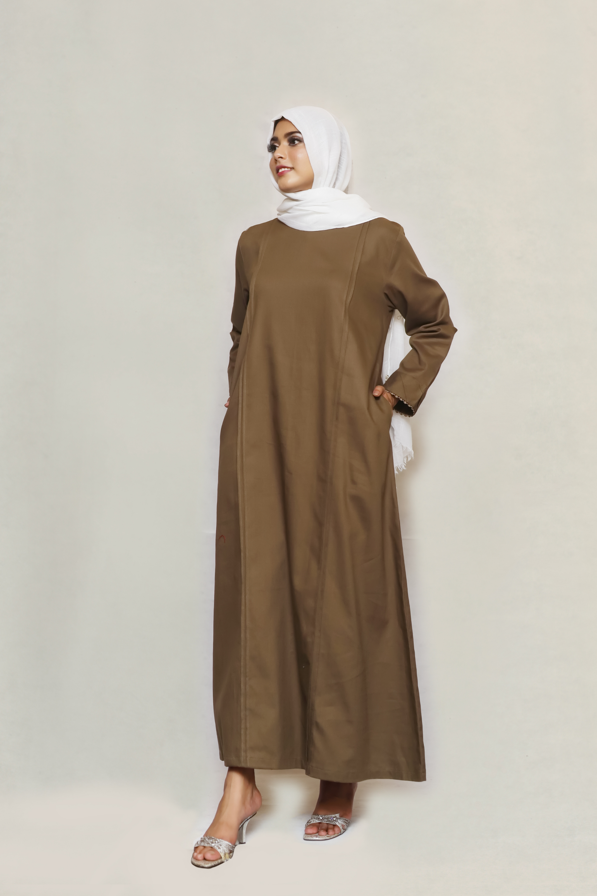Signature Cotton Abaya – Olive Green