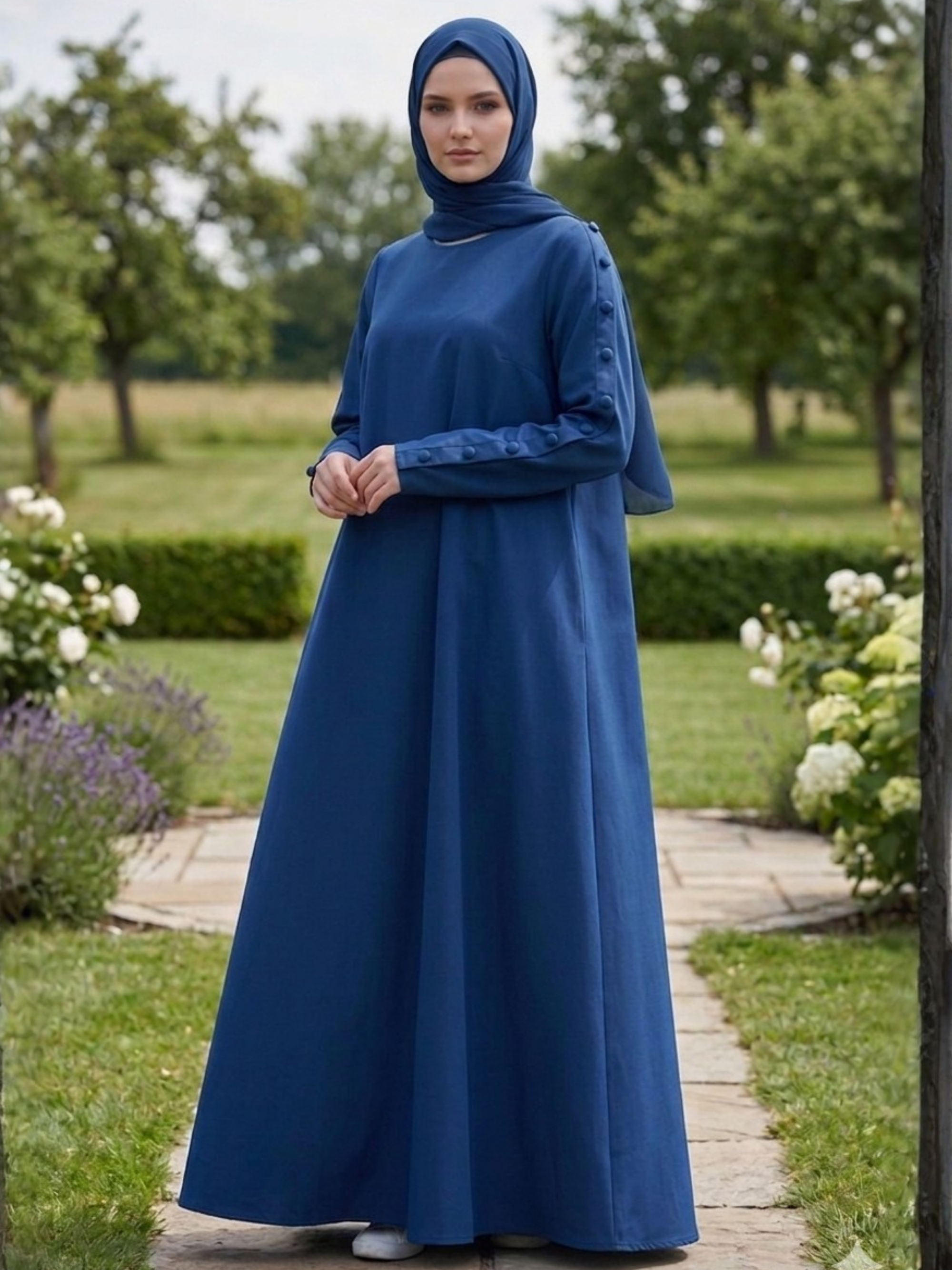 Hajj&Umrah | Premium Cotton Abaya in  Royal Blue