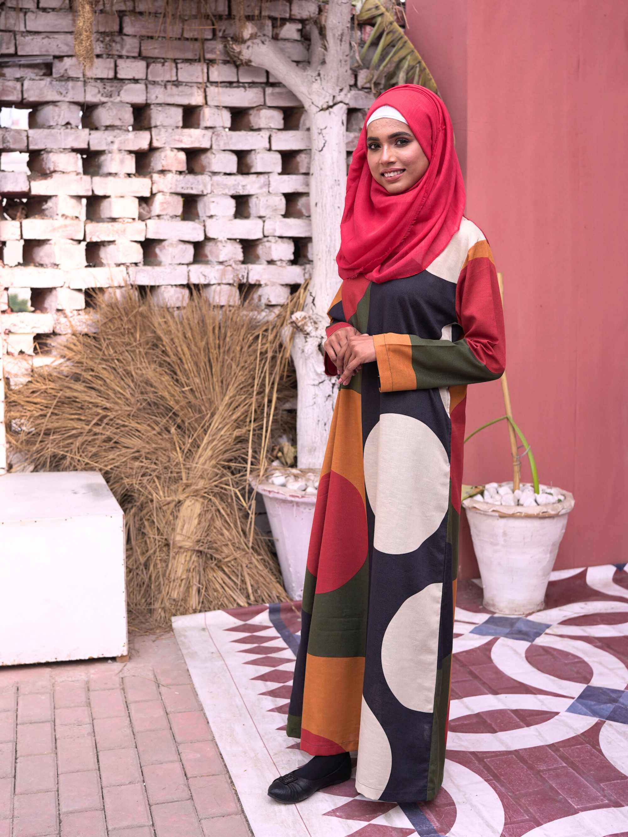 Printed Cotton Abaya – Multicolour