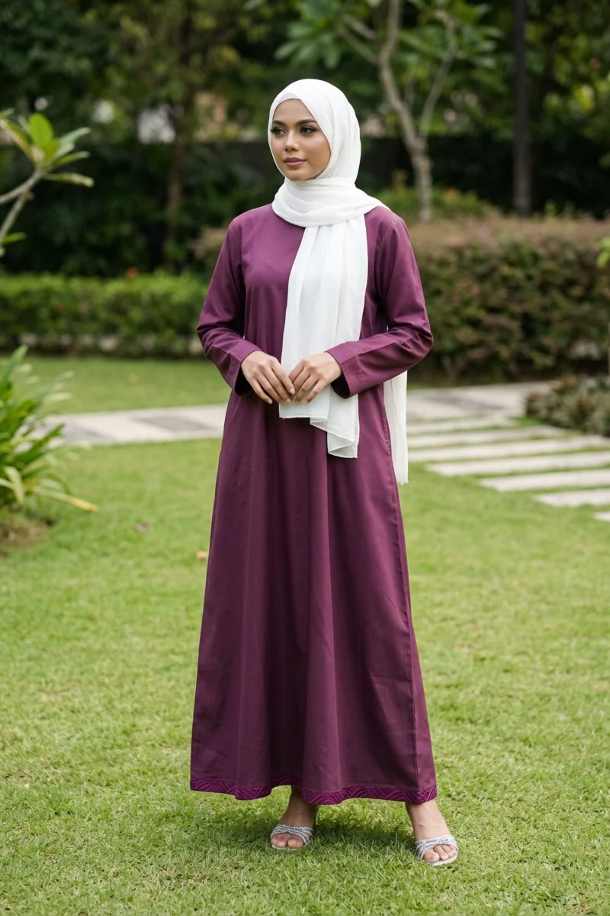 Signature Cotton Abaya – Burgundy