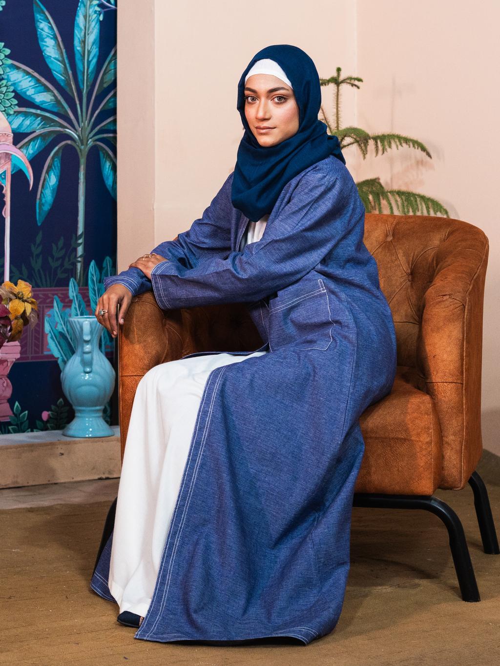 Open Denim Abaya – Indigo