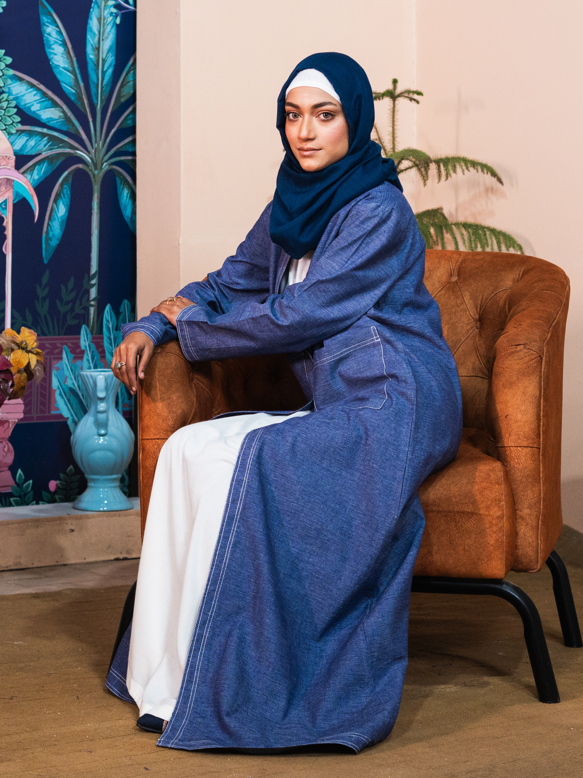 Open Denim Abaya – Indigo