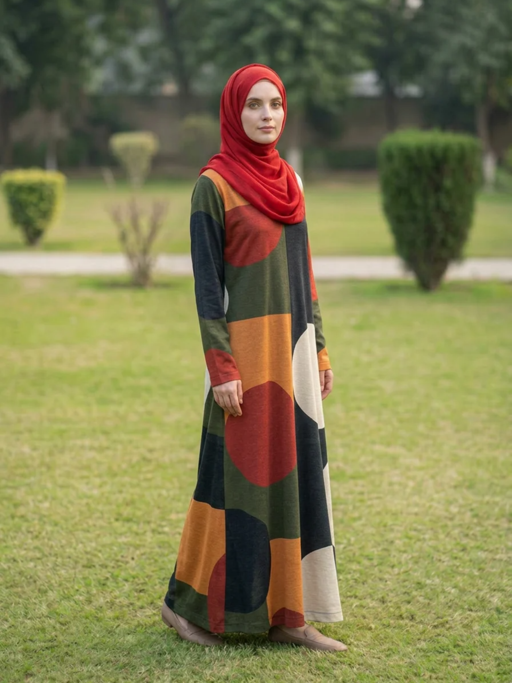 Printed Cotton Abaya – Multicolour