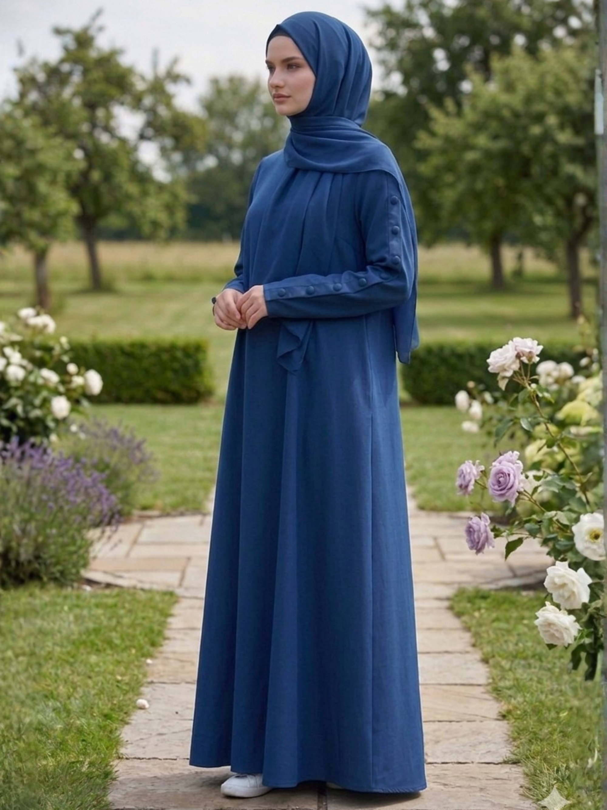 Hajj&Umrah | Premium Cotton Abaya in  Royal Blue