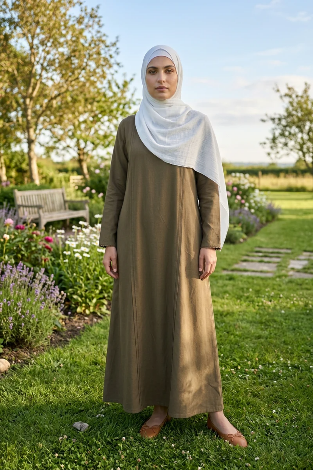 Signature Cotton Abaya – Olive Green