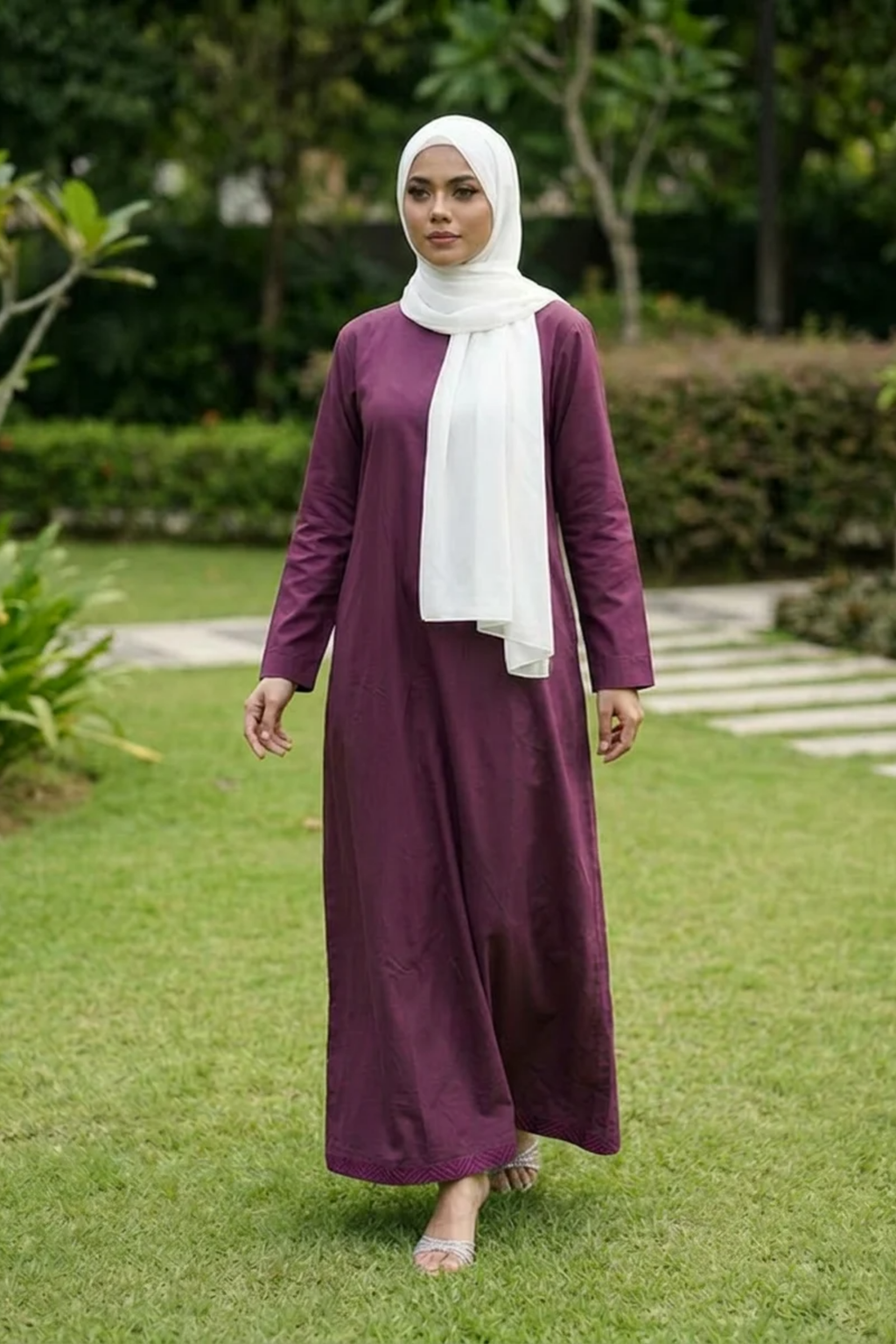 Signature Cotton Abaya – Burgundy
