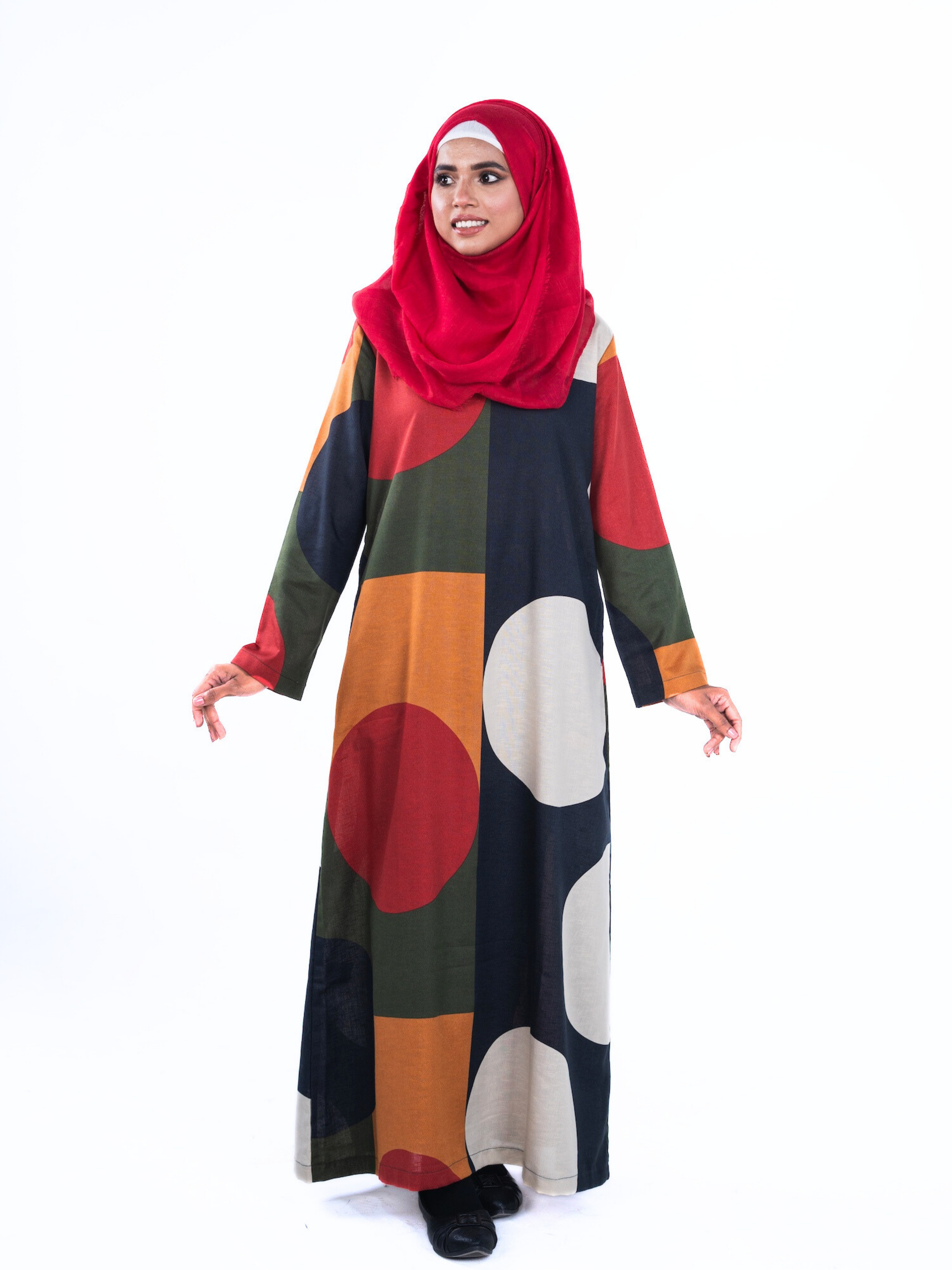 Printed Cotton Abaya – Multicolour