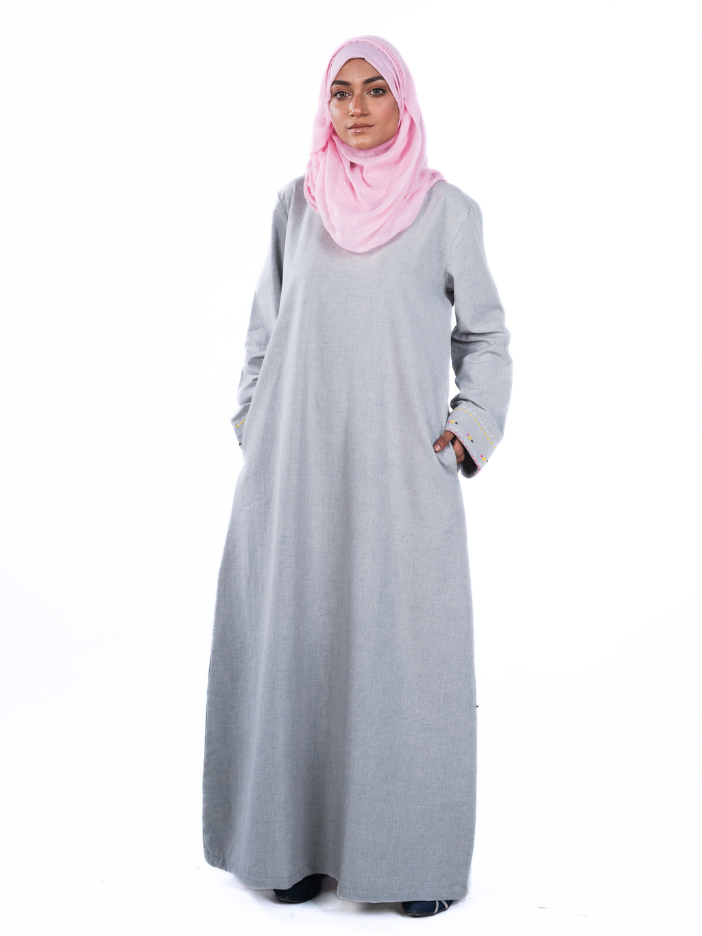Heritage Cotton Abaya - Silver