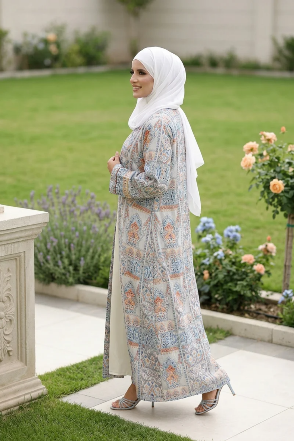 Printed Open Abaya - Multicolour
